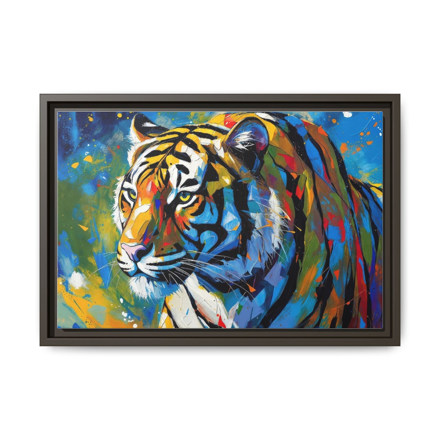 Colorful Tiger Matte Canvas Framed Art — Vibrant Wildlife Wall Decor