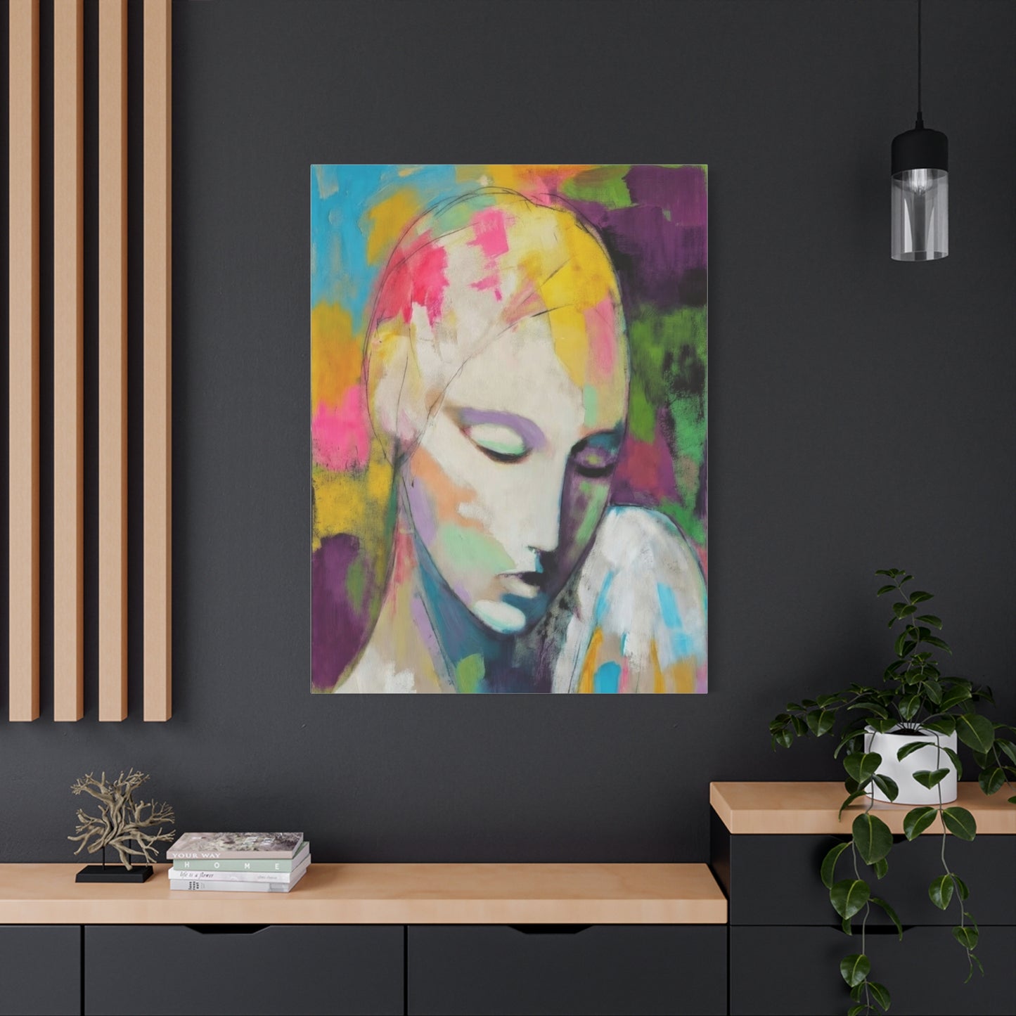 Abstract Angel Portrait Canvas - Colorful Modern Wall Art