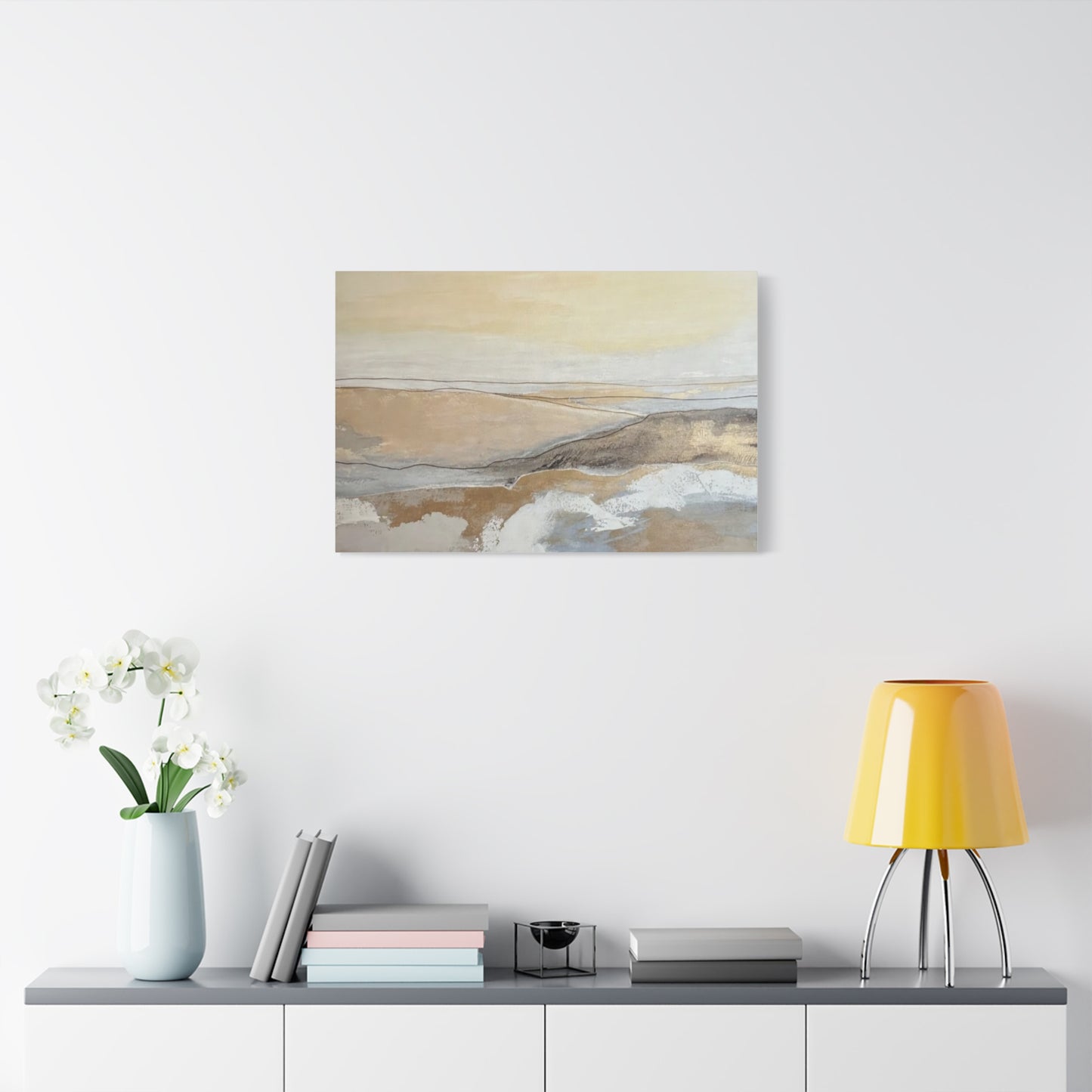 Abstract Coastal Landscape Canvas — Neutral Seascape Matte Stretched Wall Art