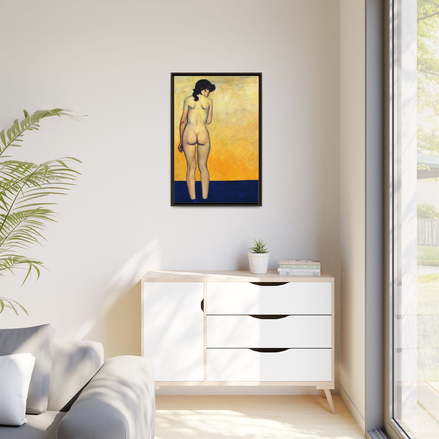 Adolescente entrant dans l'eau by Félix Vallotton Framed Matte Canvas Wall Art Print