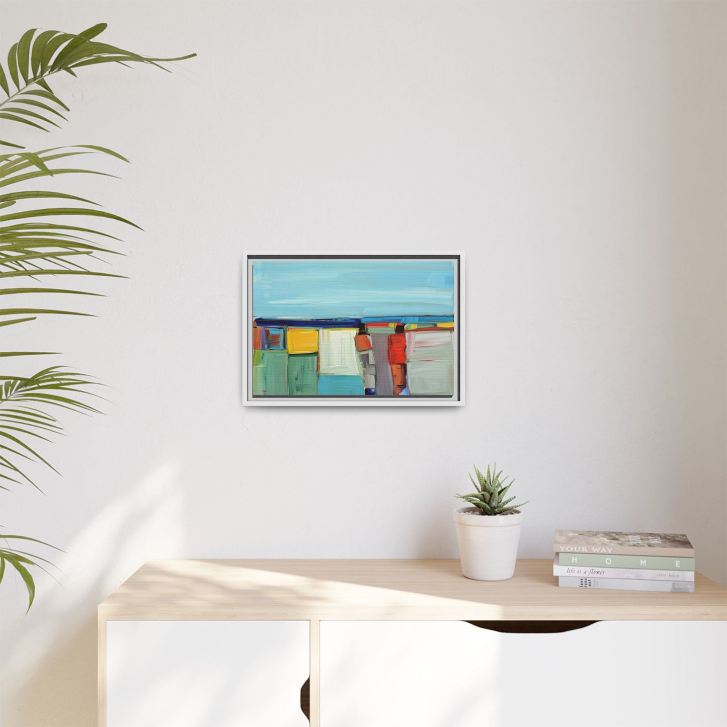 Abstract Coastal Blocks Matte Canvas Print (Framed)
