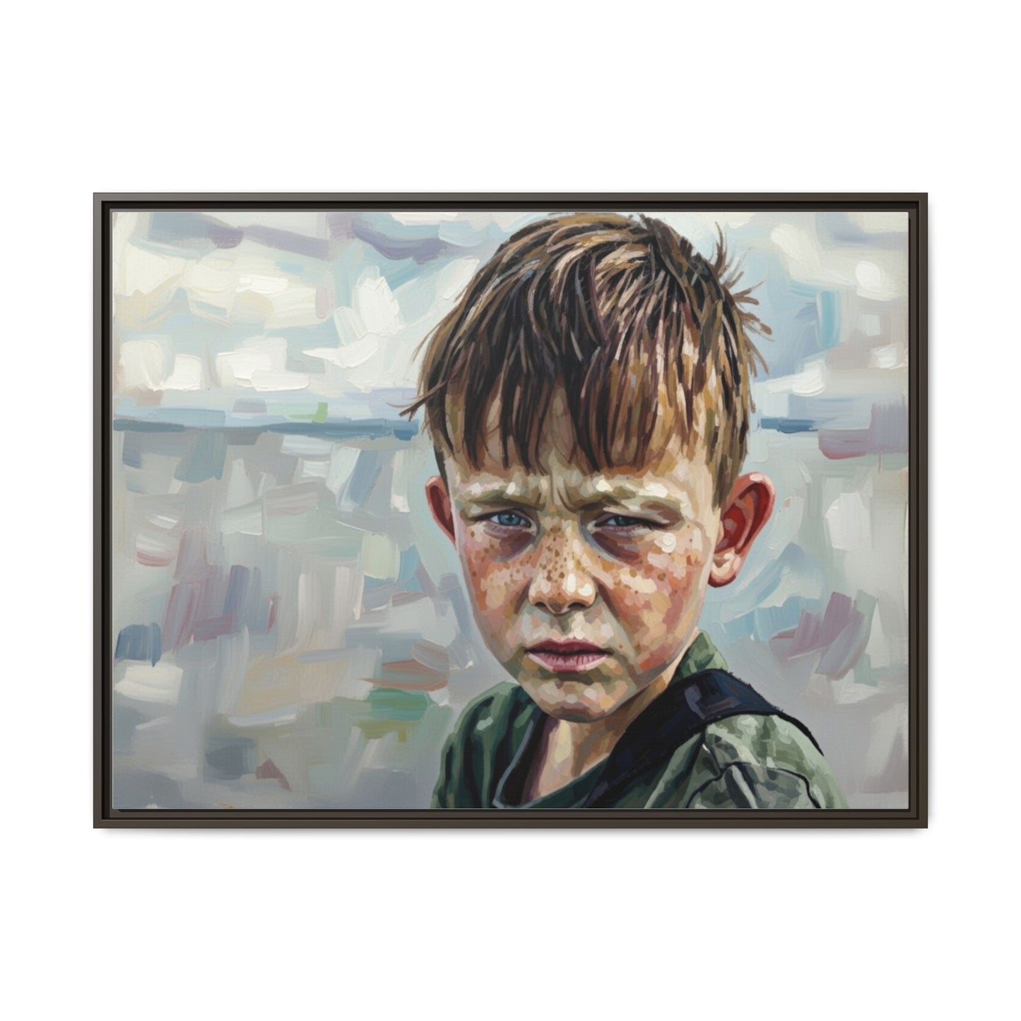 Framed Matte Canvas: Gritty Boy Portrait Art Print