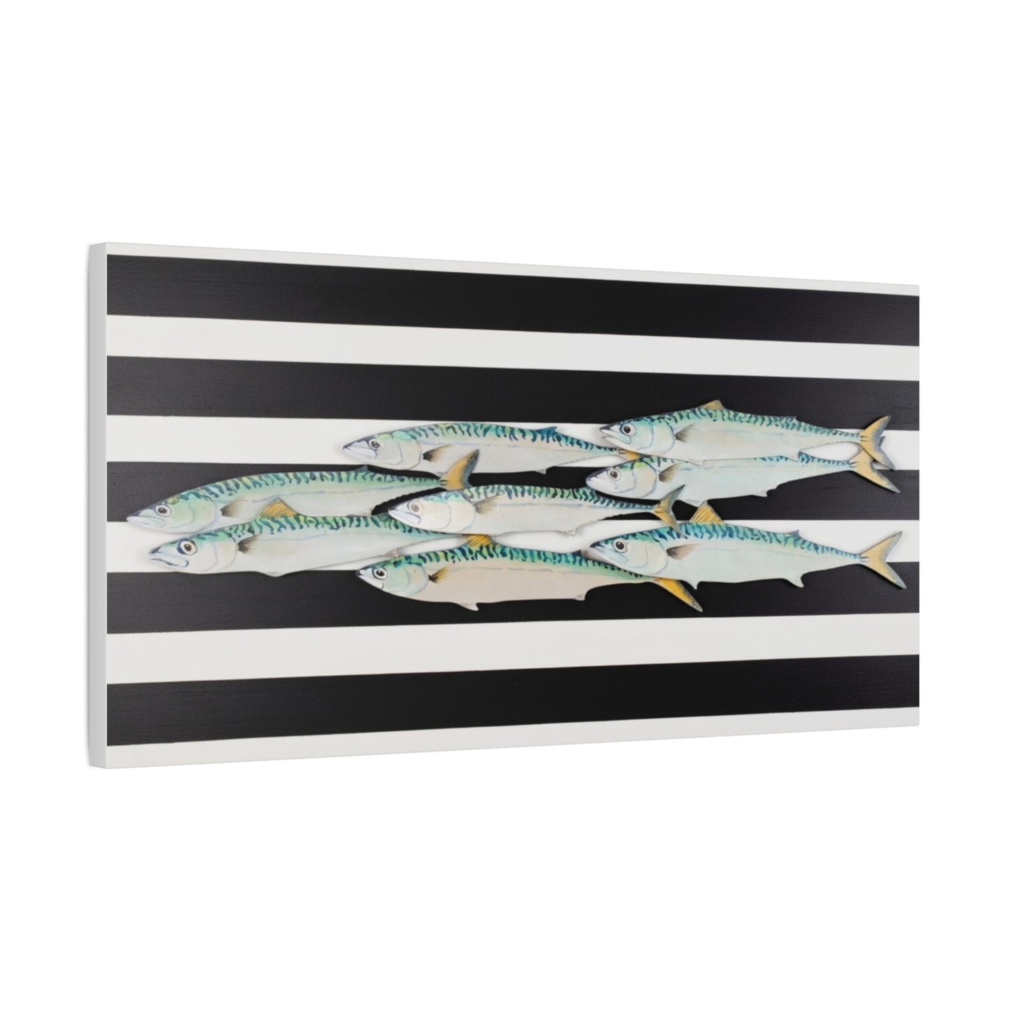 Striped Mackerel School Matte Canvas Print