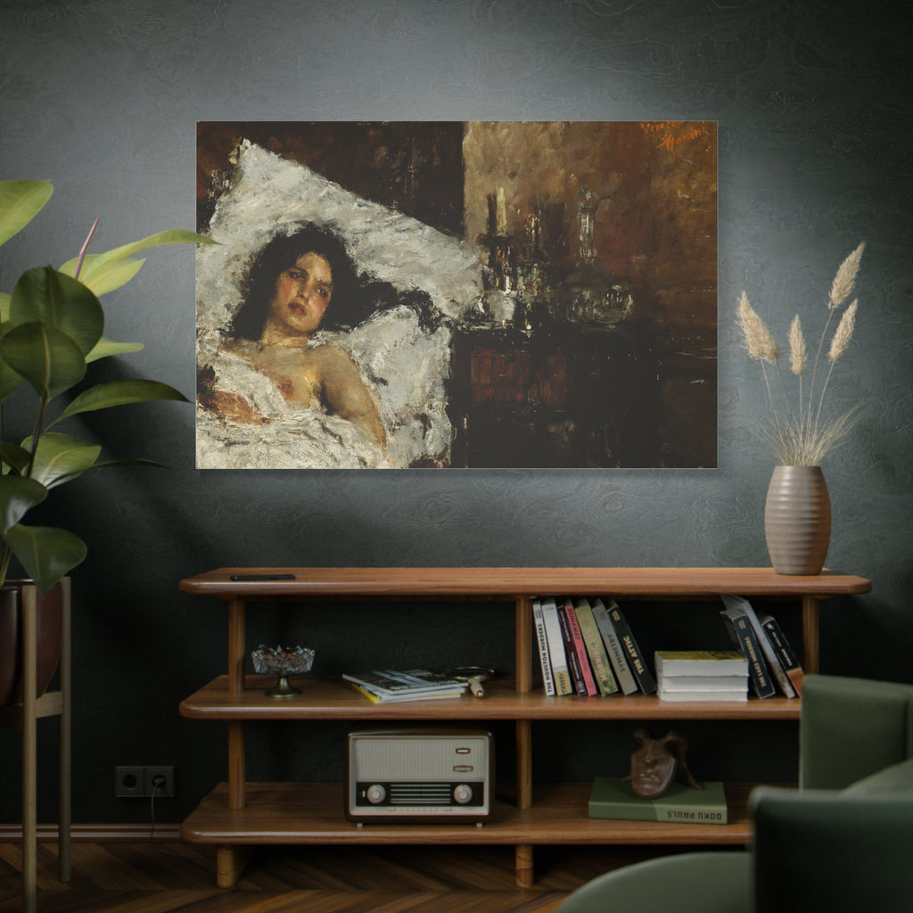 Resting by Antonio Mancini Matte Canvas Wall Art Print