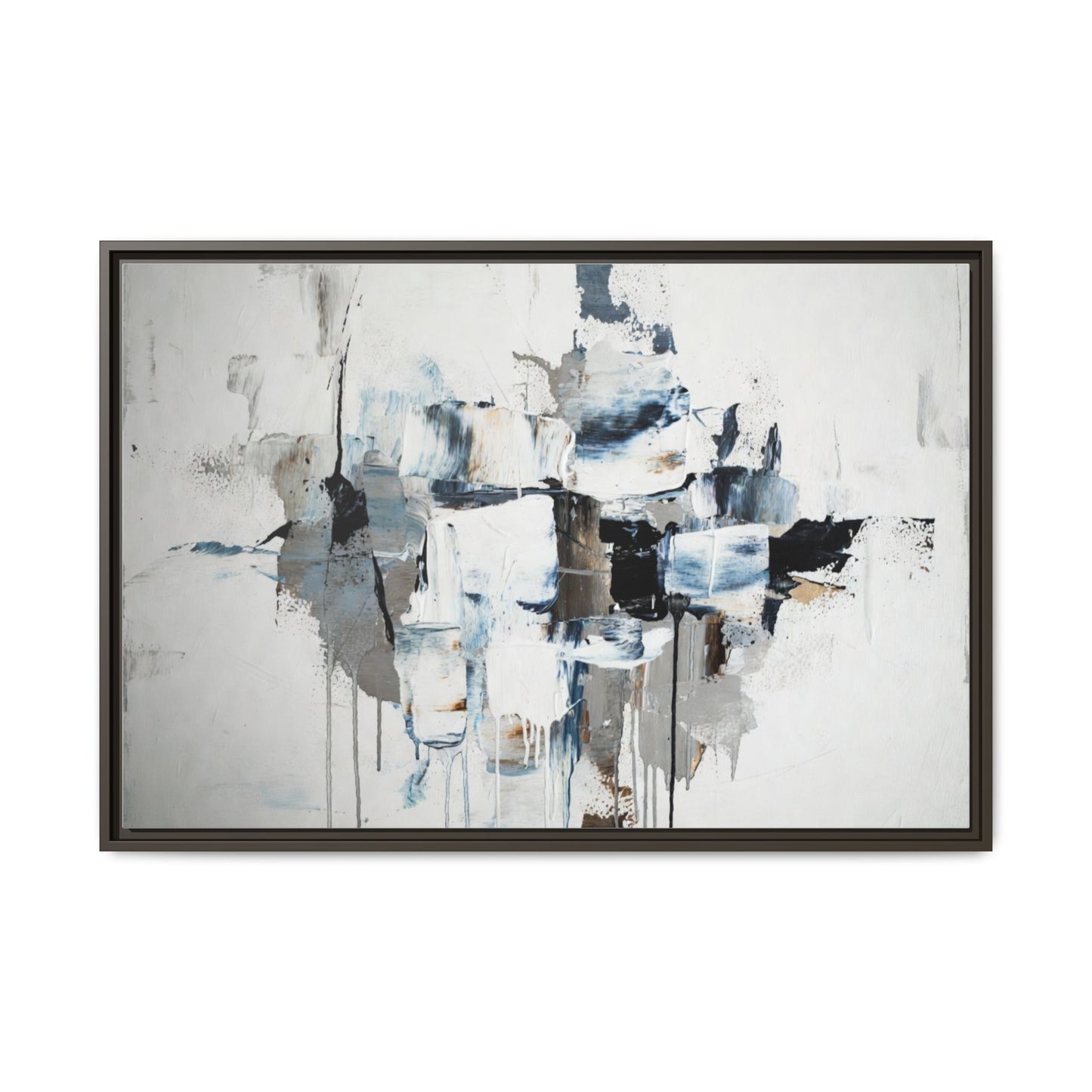 Framed Abstract Canvas Art — Blue Neutral Modern Wall Print