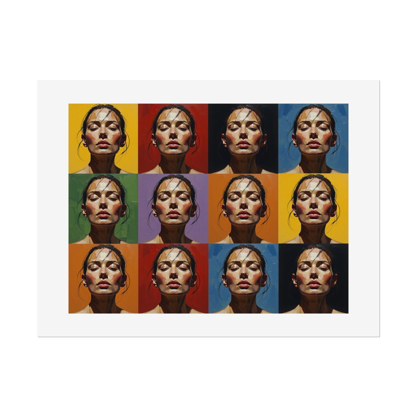 Rolled Poster — Pop Art Portrait Wall Print (Color Grid, 12-Panel)