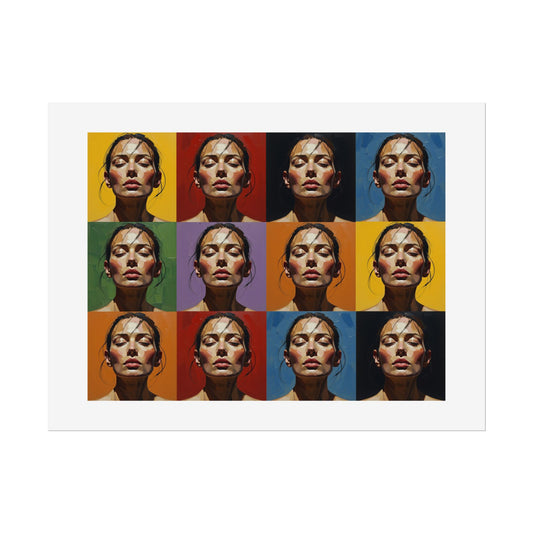 Rolled Poster — Pop Art Portrait Wall Print (Color Grid, 12-Panel)