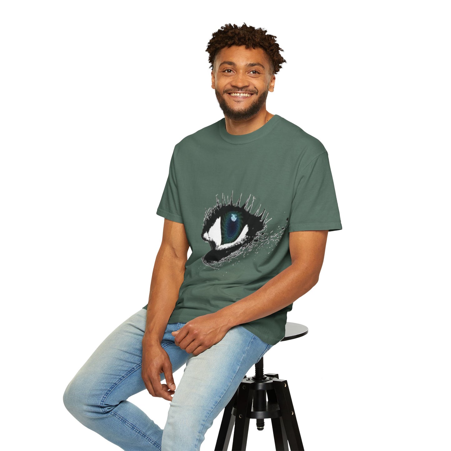 Eye Graphic T-Shirt — Blue Iris Grunge Art Tee