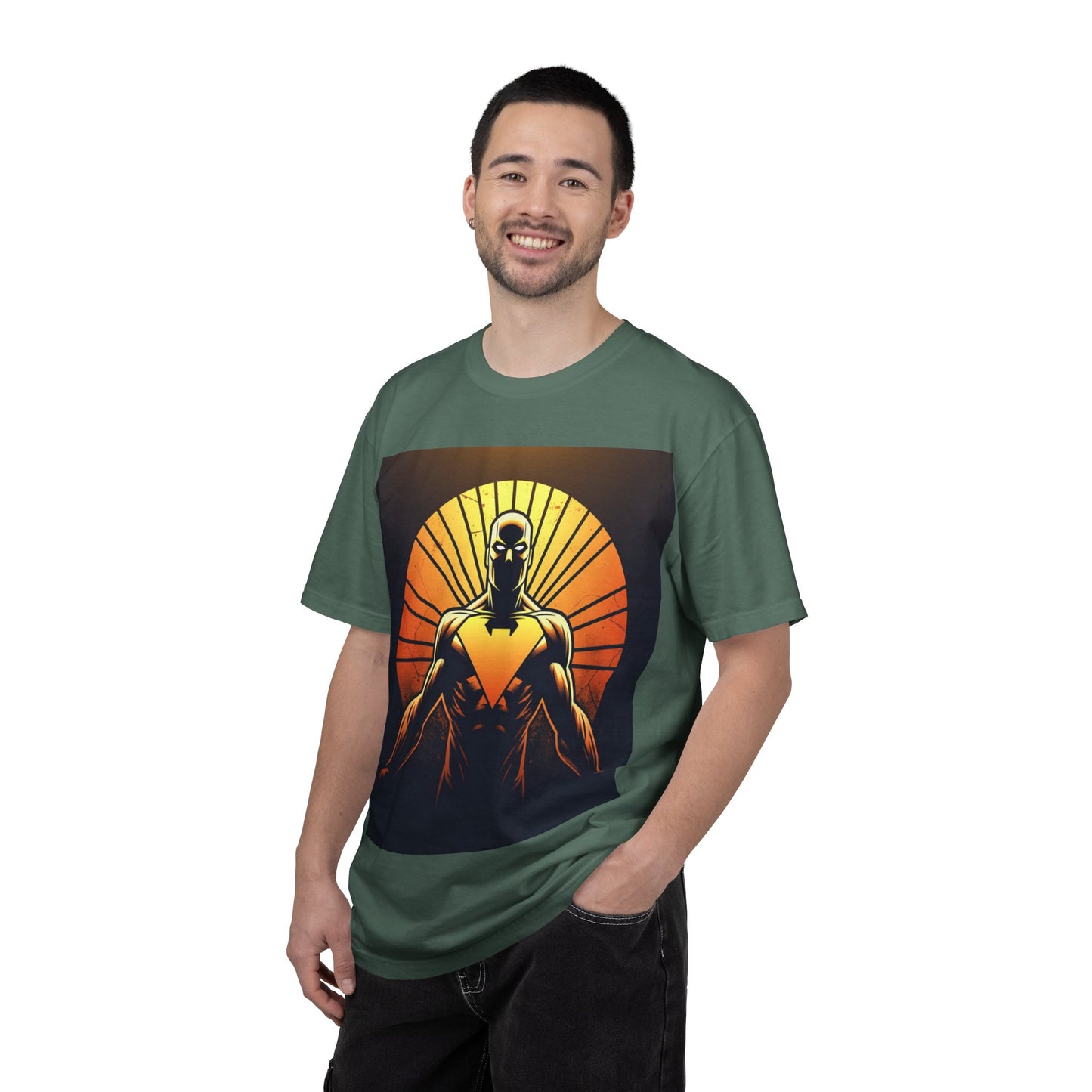 Superhero Sunrise T-Shirt — Bold Chest Emblem Graphic