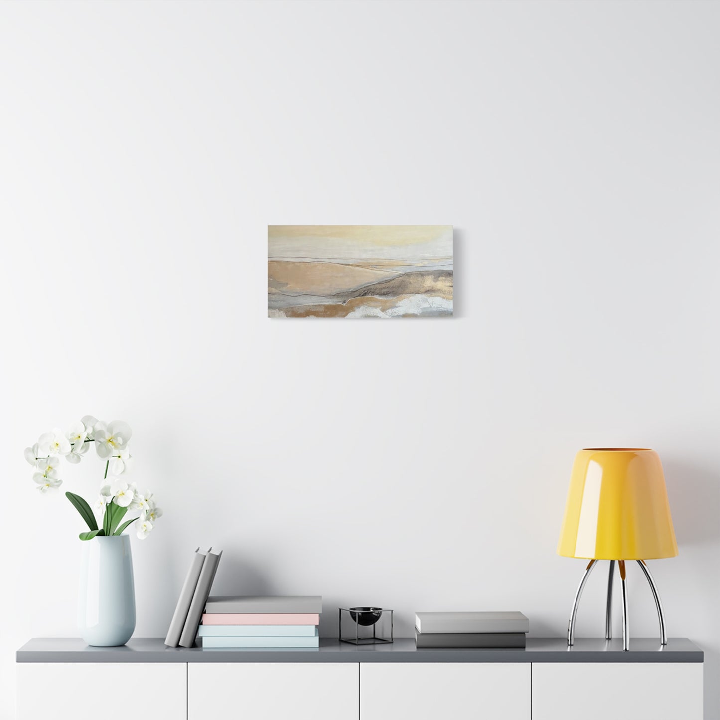 Abstract Coastal Landscape Canvas — Neutral Seascape Matte Stretched Wall Art