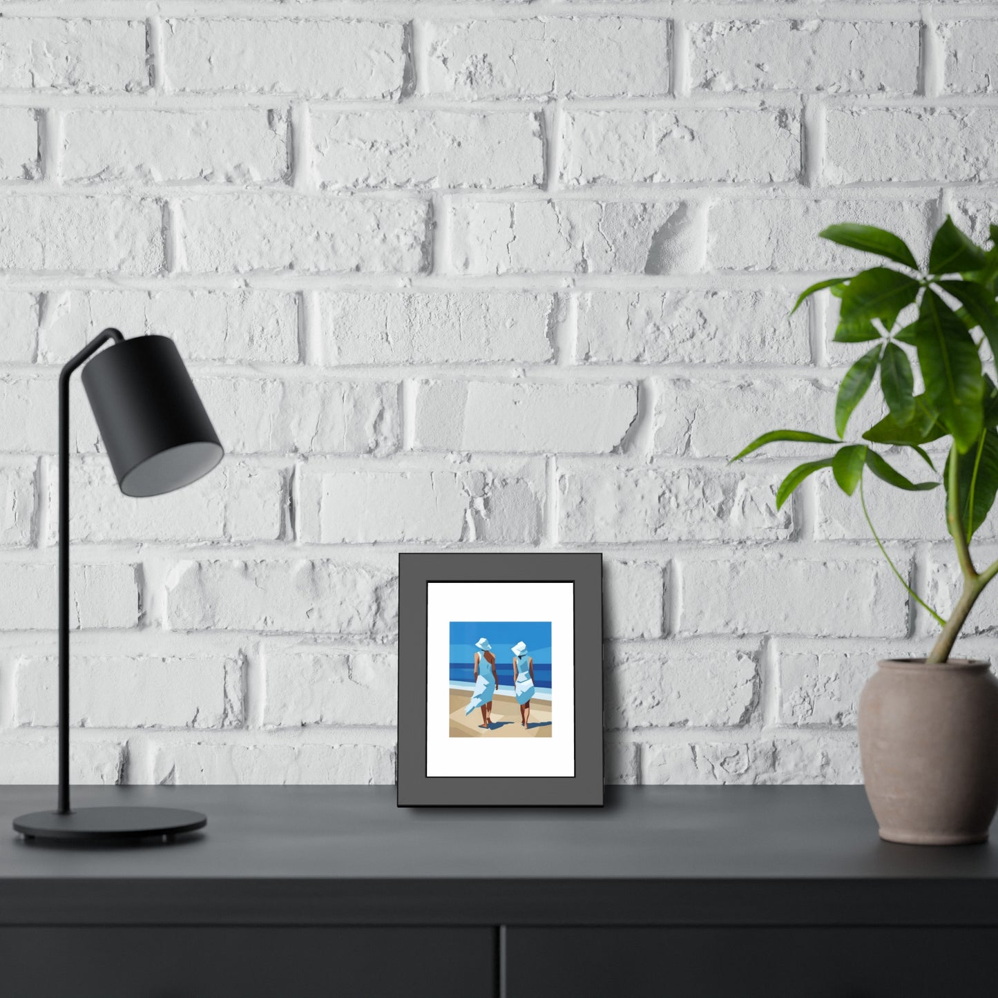 Framed Beach Poster — Vintage Coastal Art Print