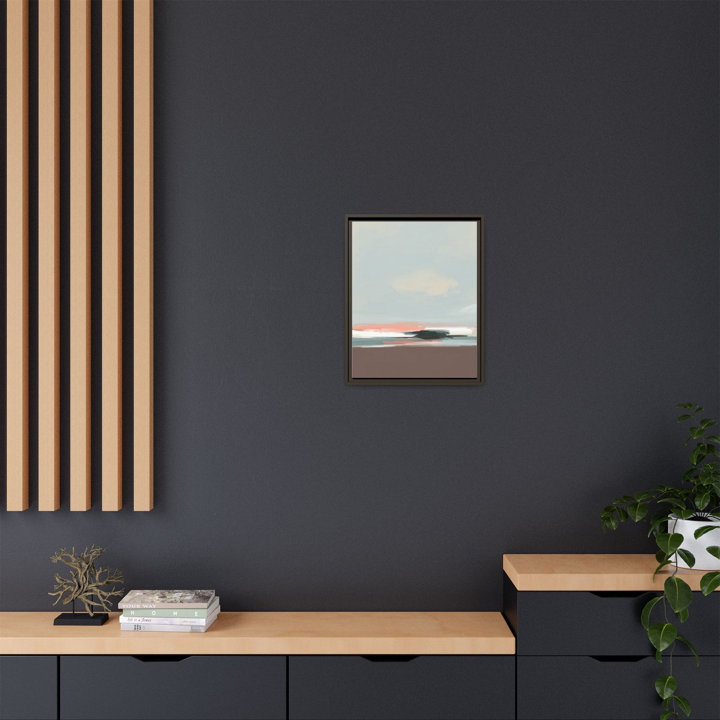 Framed Matte Canvas Print — Soft Coastal Abstract Landscape