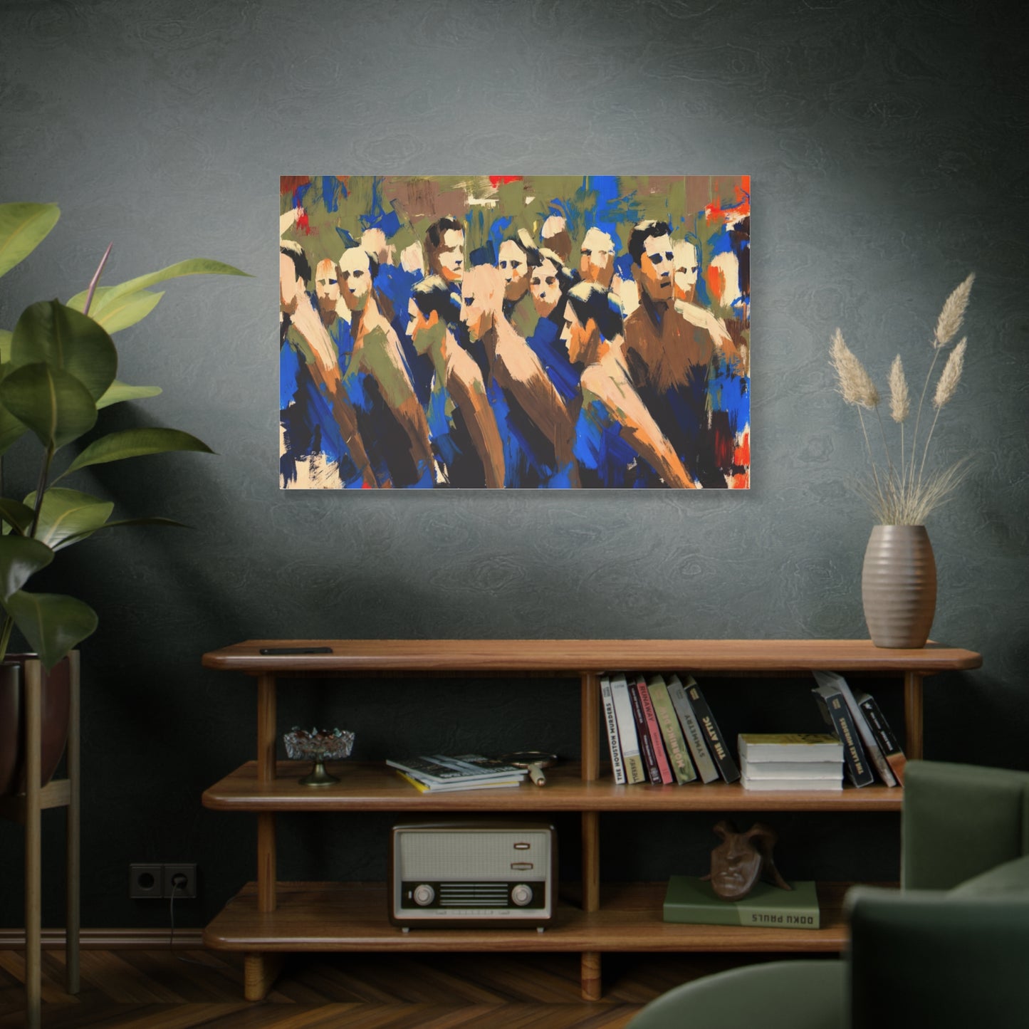 Abstract Crowd Painting Canvas Print — Stretched Matte Wall Art