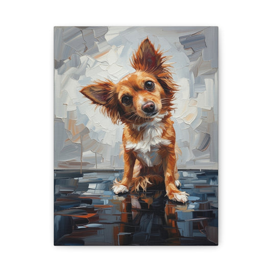Charming Chihuahua Canvas Print — Whimsical Dog Portrait Wall Art