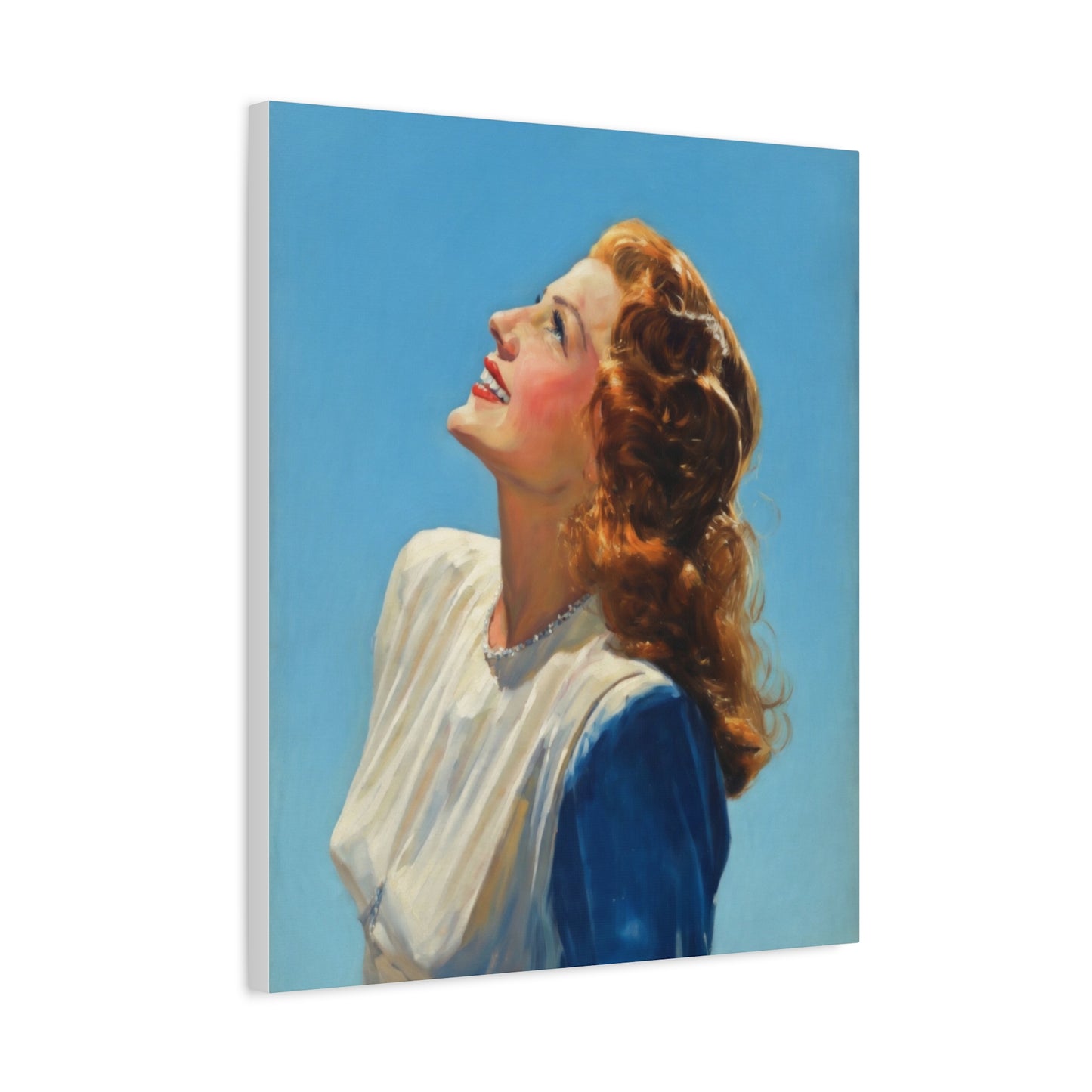 Vintage Rita Hayworth Portrait Matte Canvas Print — Woman Looking Up Wall Art