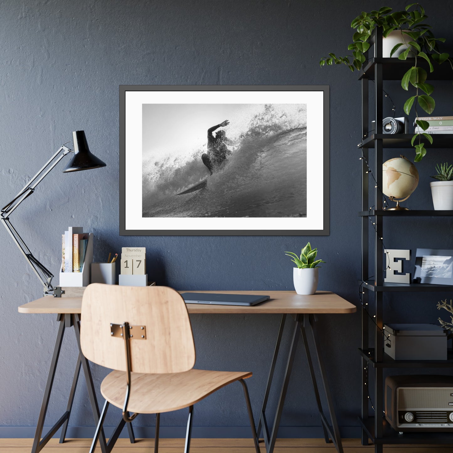 smashing a wave at Lobitos by Henry Espinoza Panta Framed Wall Art Poster
