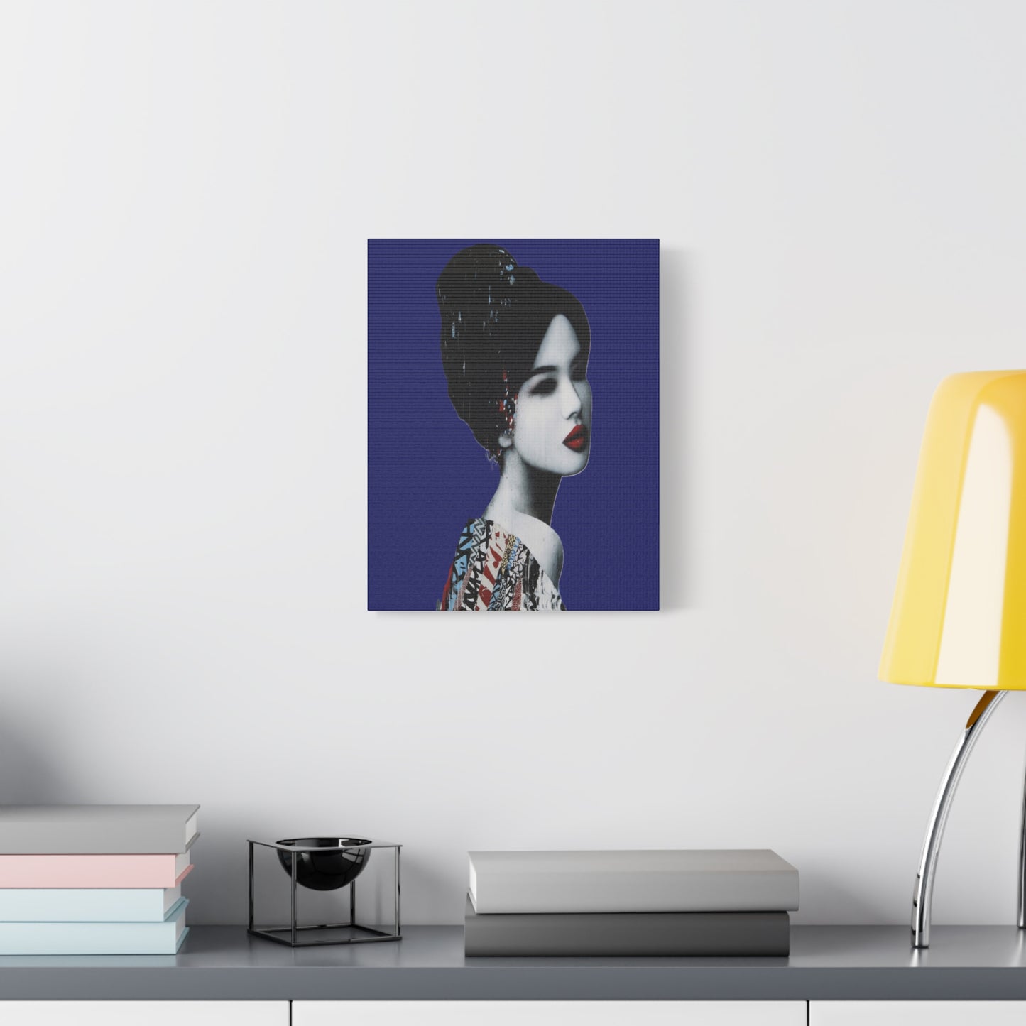 Geisha Portrait Matte Canvas Print — Modern Asian-Inspired Wall Art