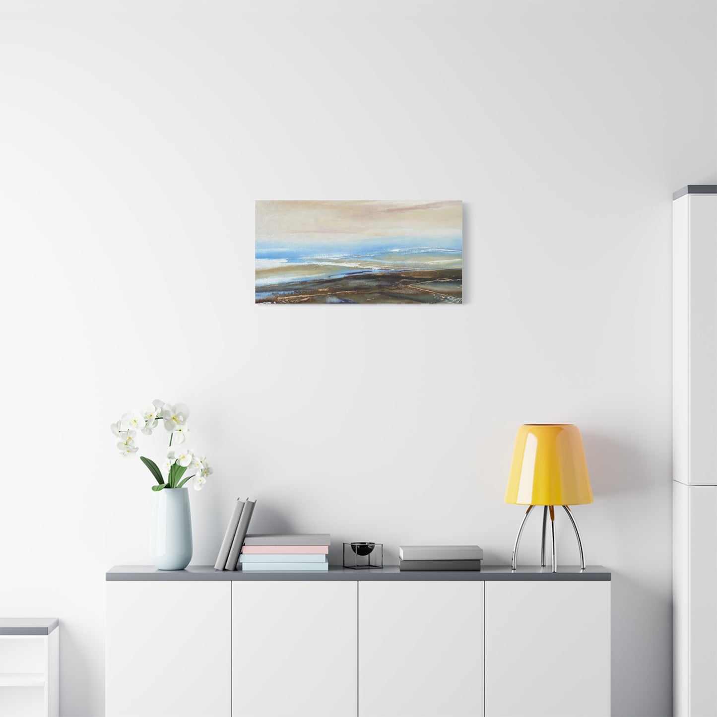 Coastal Abstract Matte Canvas Wall Art — Serene Ocean Horizon Stretch