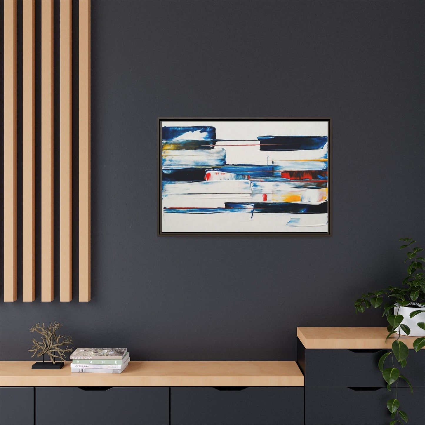 Abstract Coastal Brushstrokes Framed Canvas Print