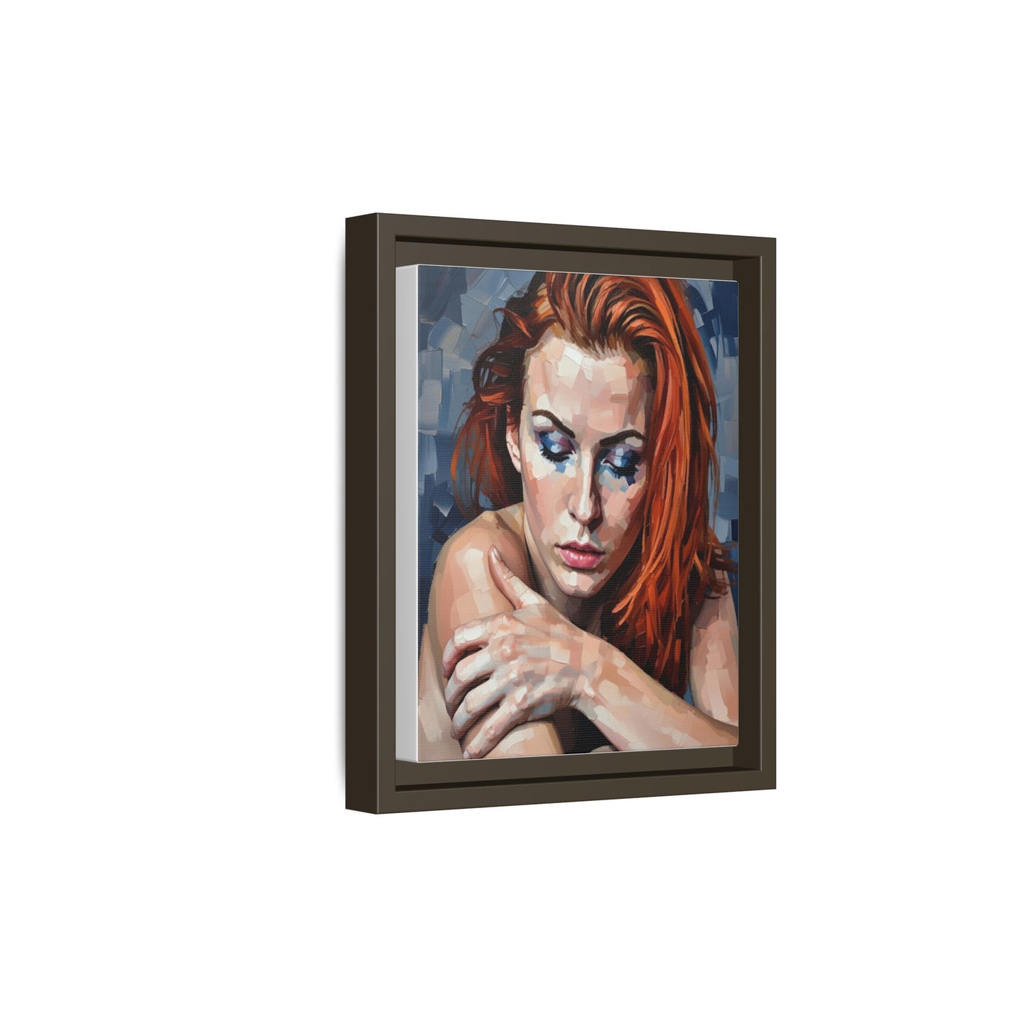Framed Matte Canvas Art – Contemplative Redhead Portrait
