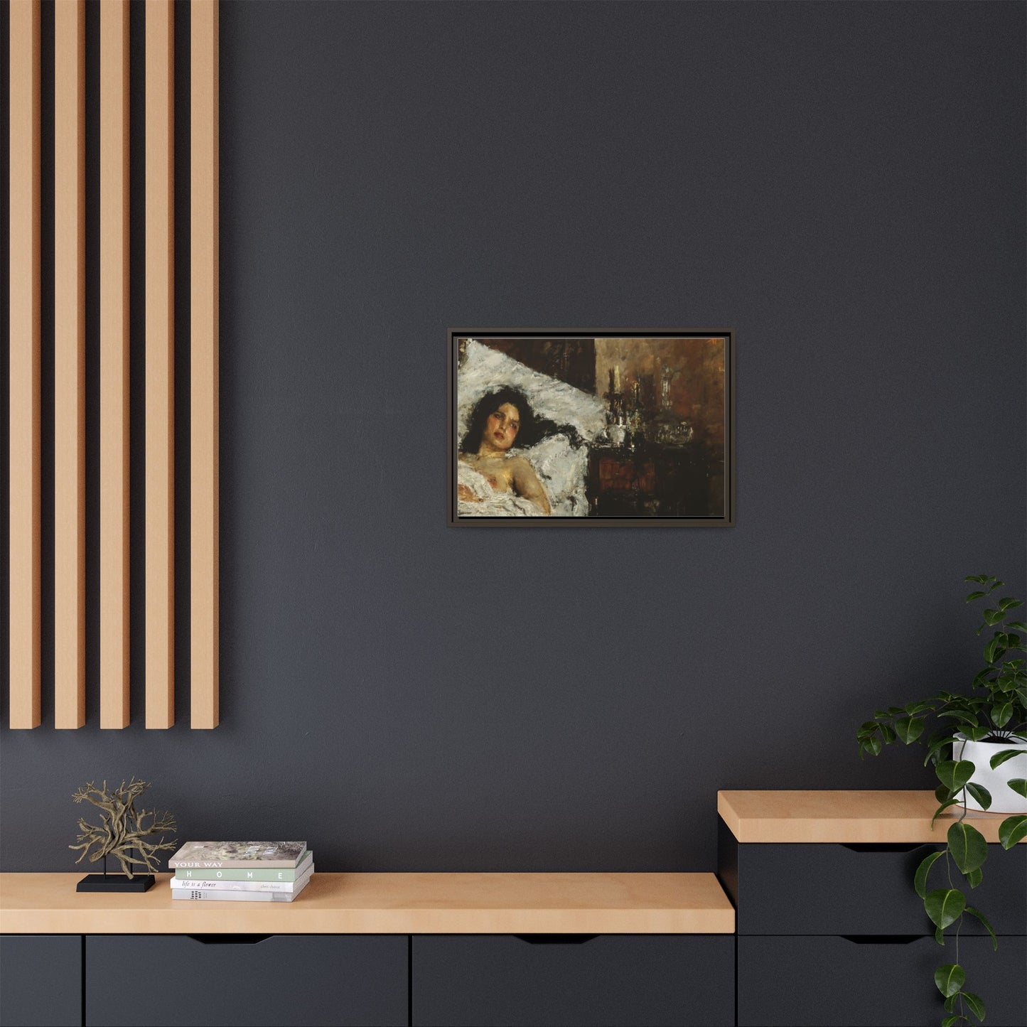 Resting by Antonio Mancini Framed Matte Canvas Wall Art Print