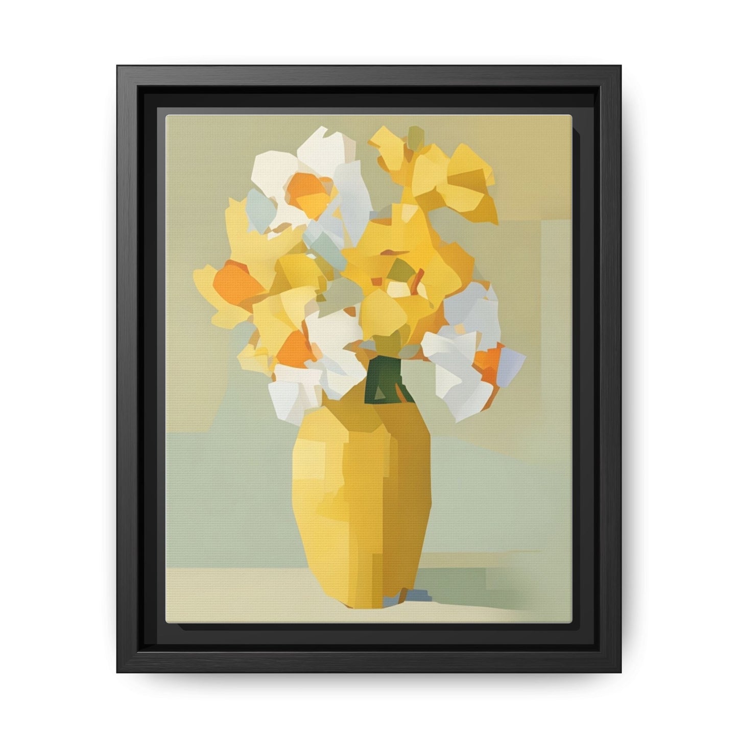 Framed Floral Canvas Print — Yellow Vase Bouquet Wall Art