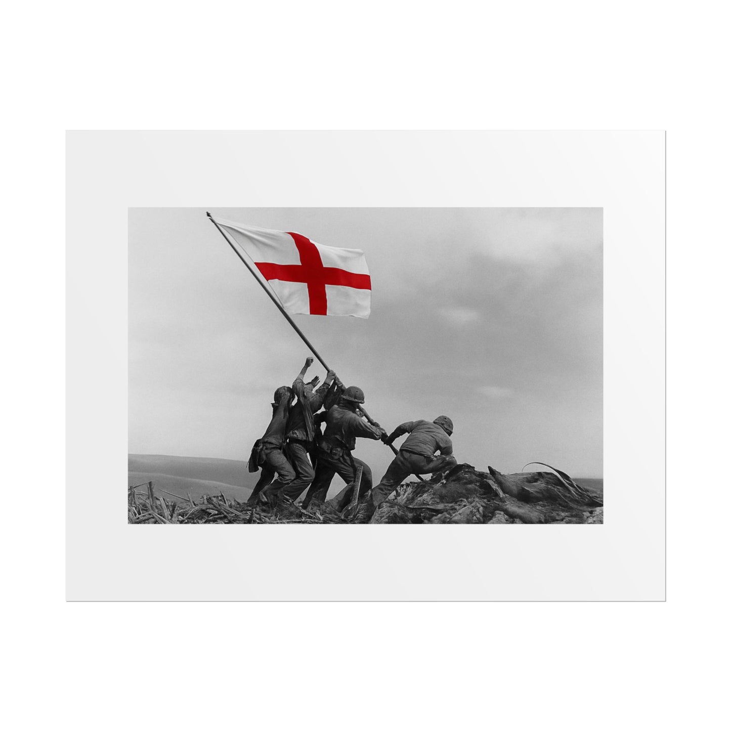 Raising the St George  by Unknown attributed to Joe Rosenthal Wall Art Print