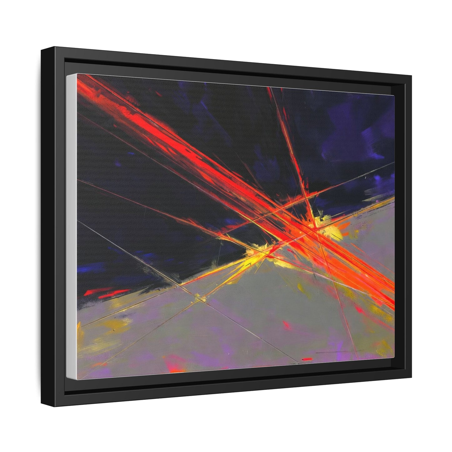 Abstract Red Streaks Framed Matte Canvas Art — Modern Multi‑Color Wall Decor