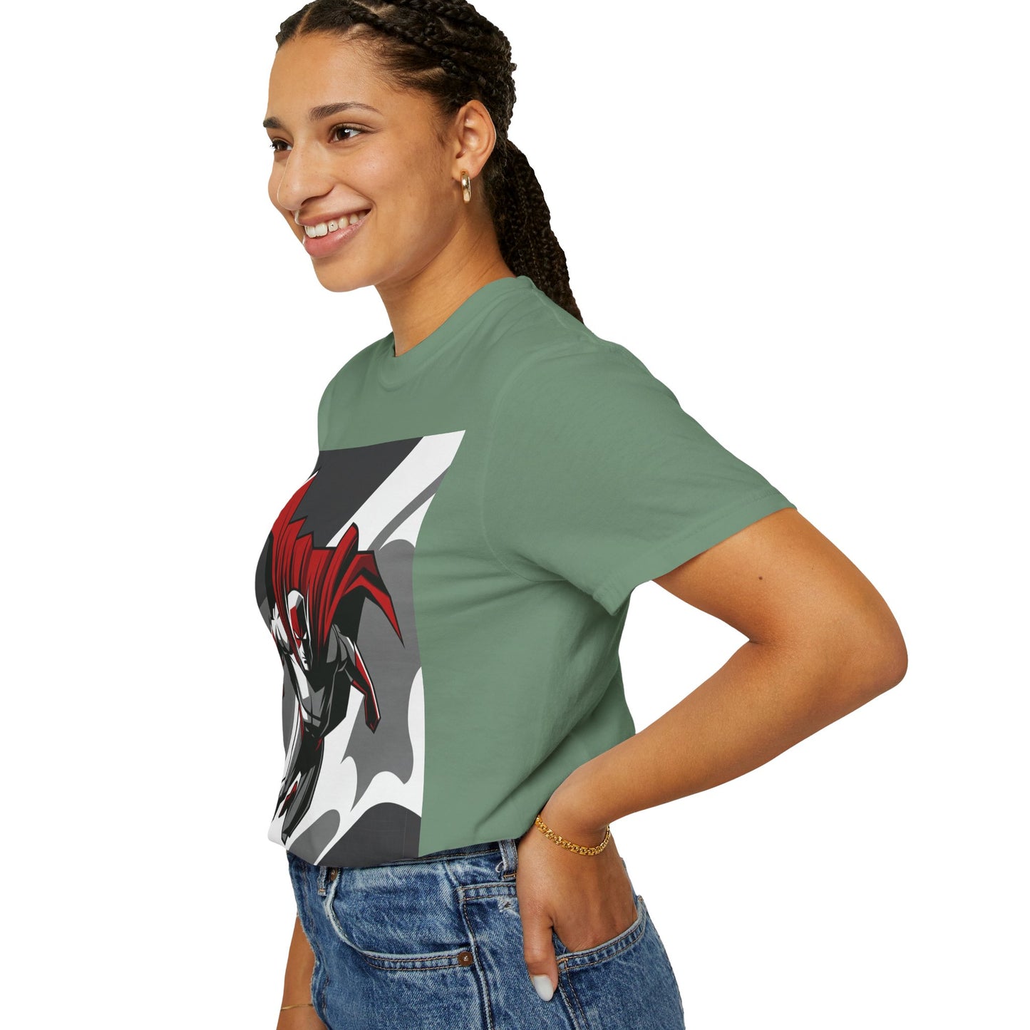 Superhero Action T-Shirt — Red Cape Comic Graphic Tee