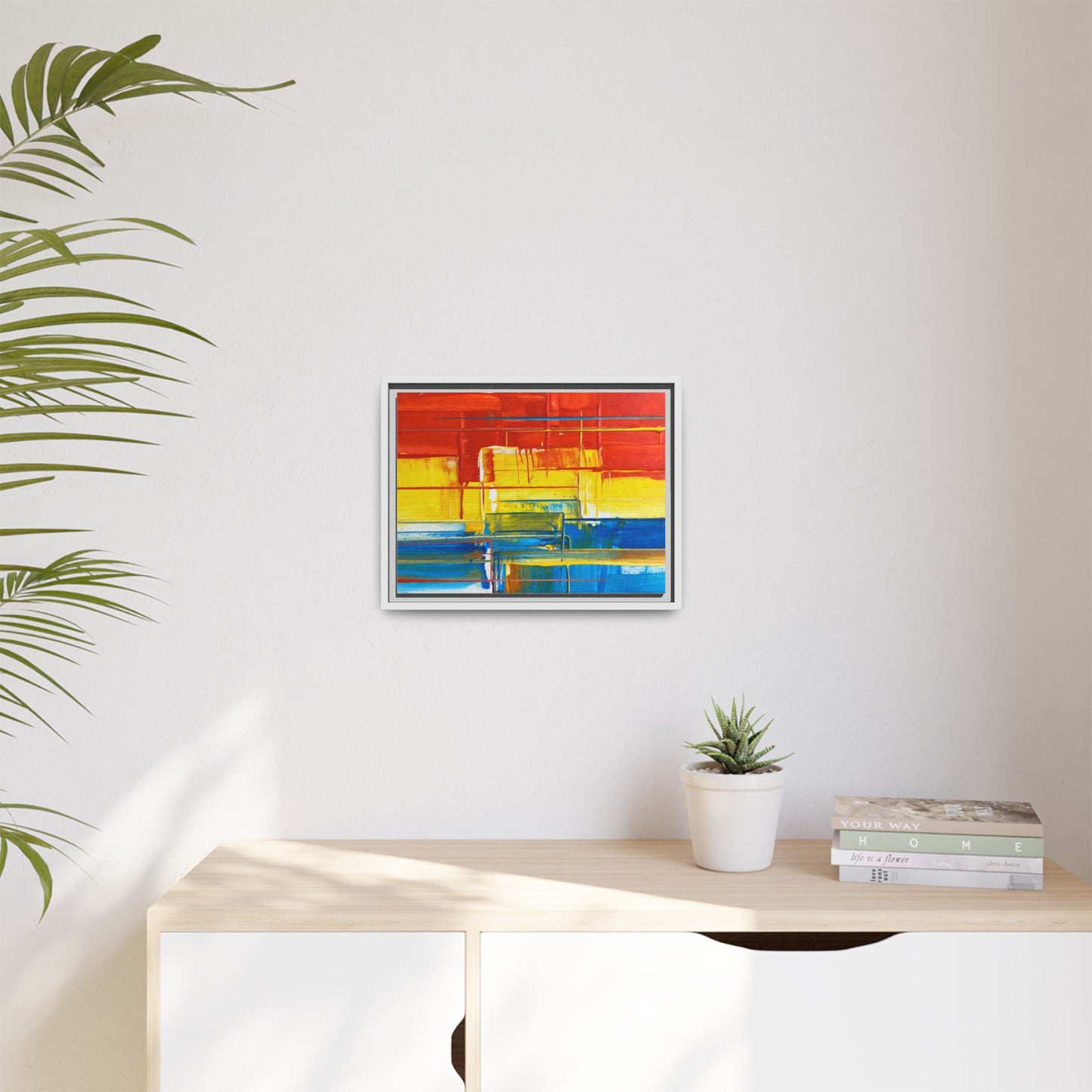 Abstract Multi-Color Framed Canvas Art — Modern Geometric Wall Decor