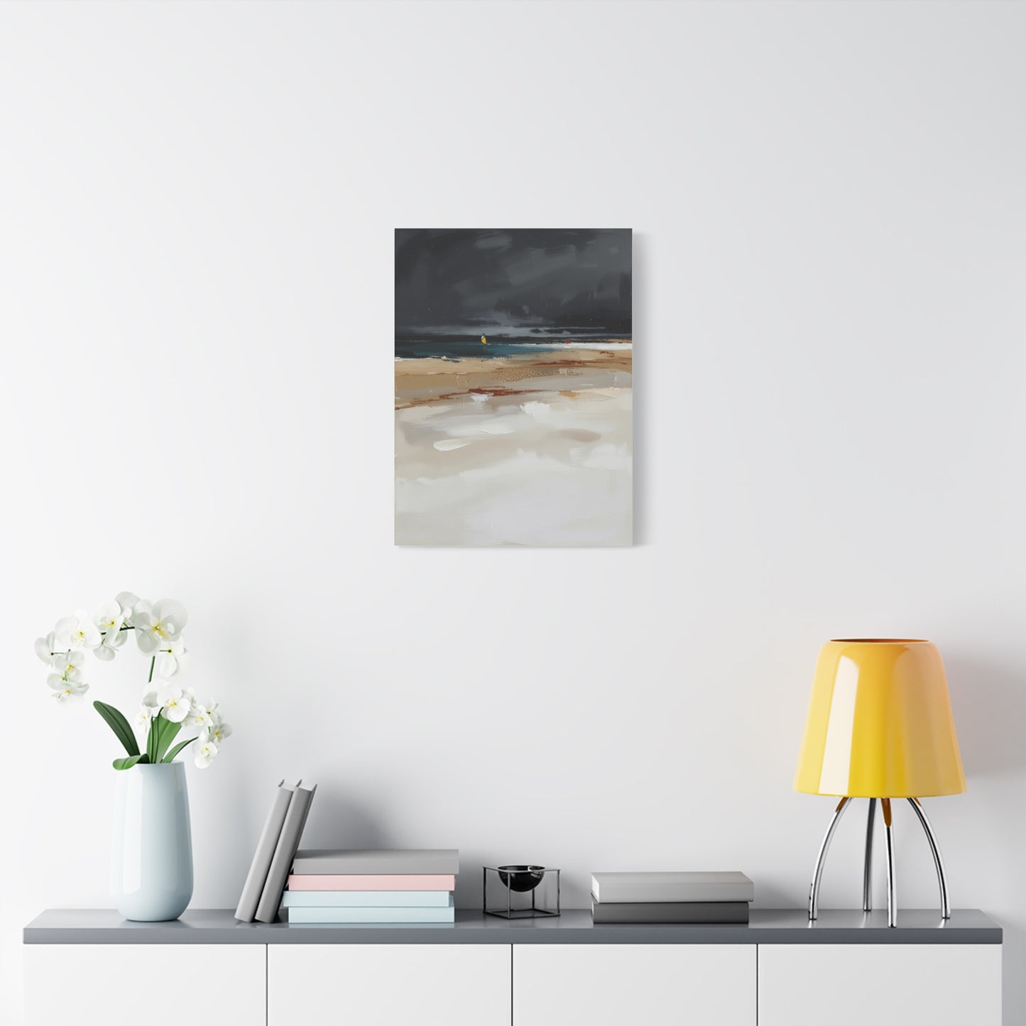 Beachscape Canvas Art — Stormy Seascape Matte Stretched Wall Art