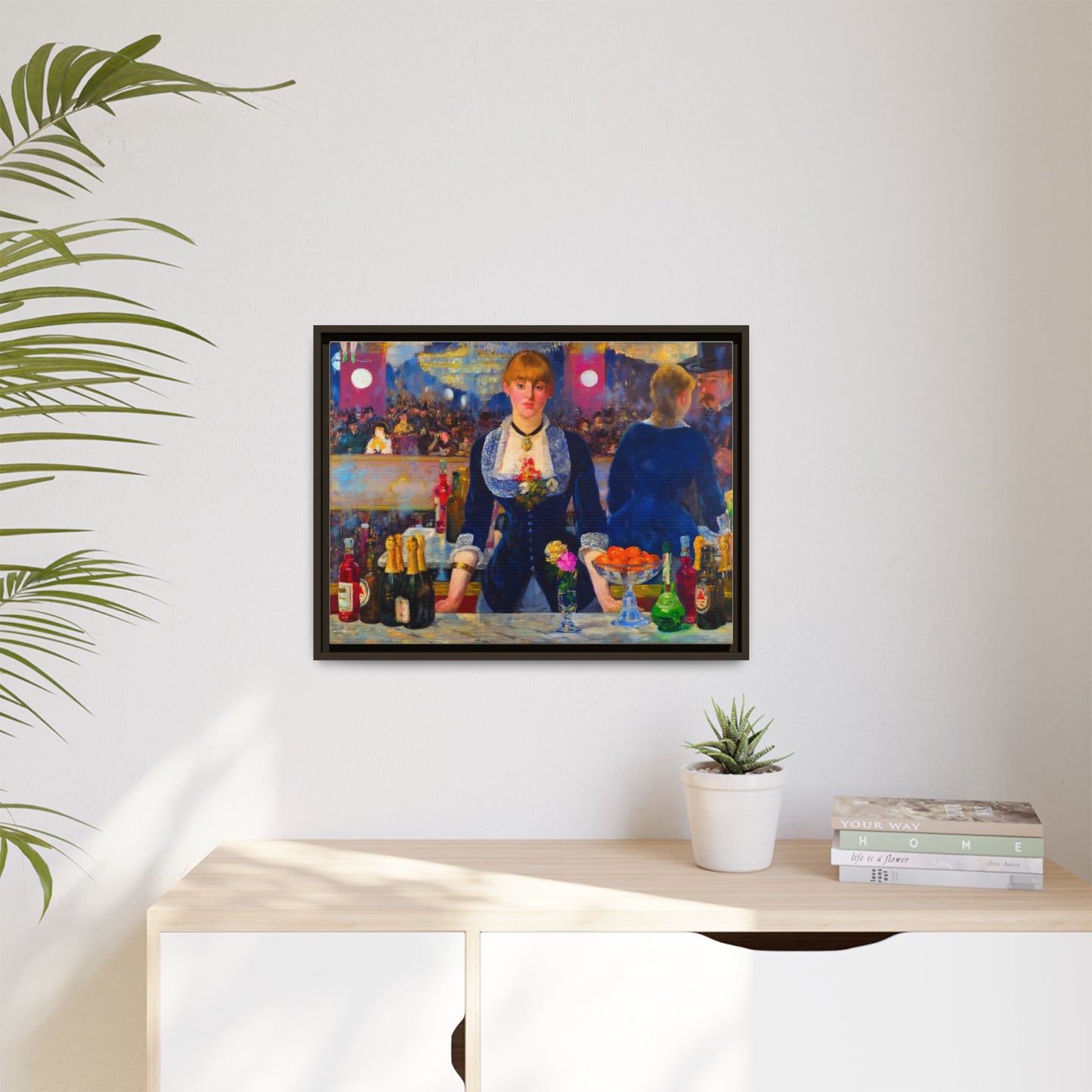 Framed Matte Canvas Print — Vintage Parisian Bar Scene