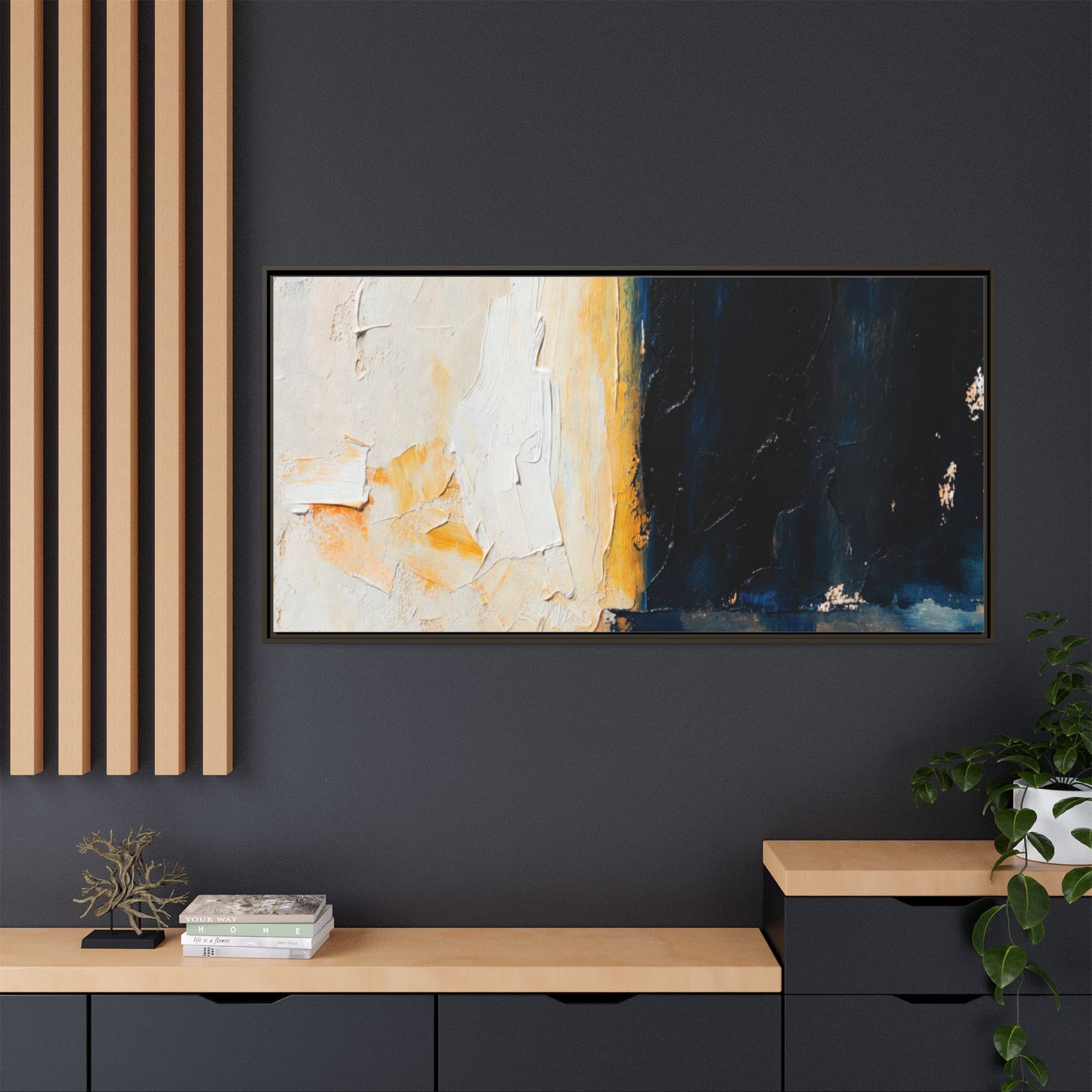 Abstract Coastal Texture Framed Canvas Art — Matte Multi-Color Wall Print