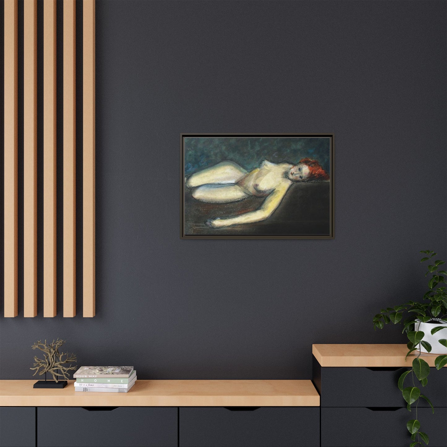 Lying nude by Paul Gosselin Framed Matte Canvas Wall Art Print