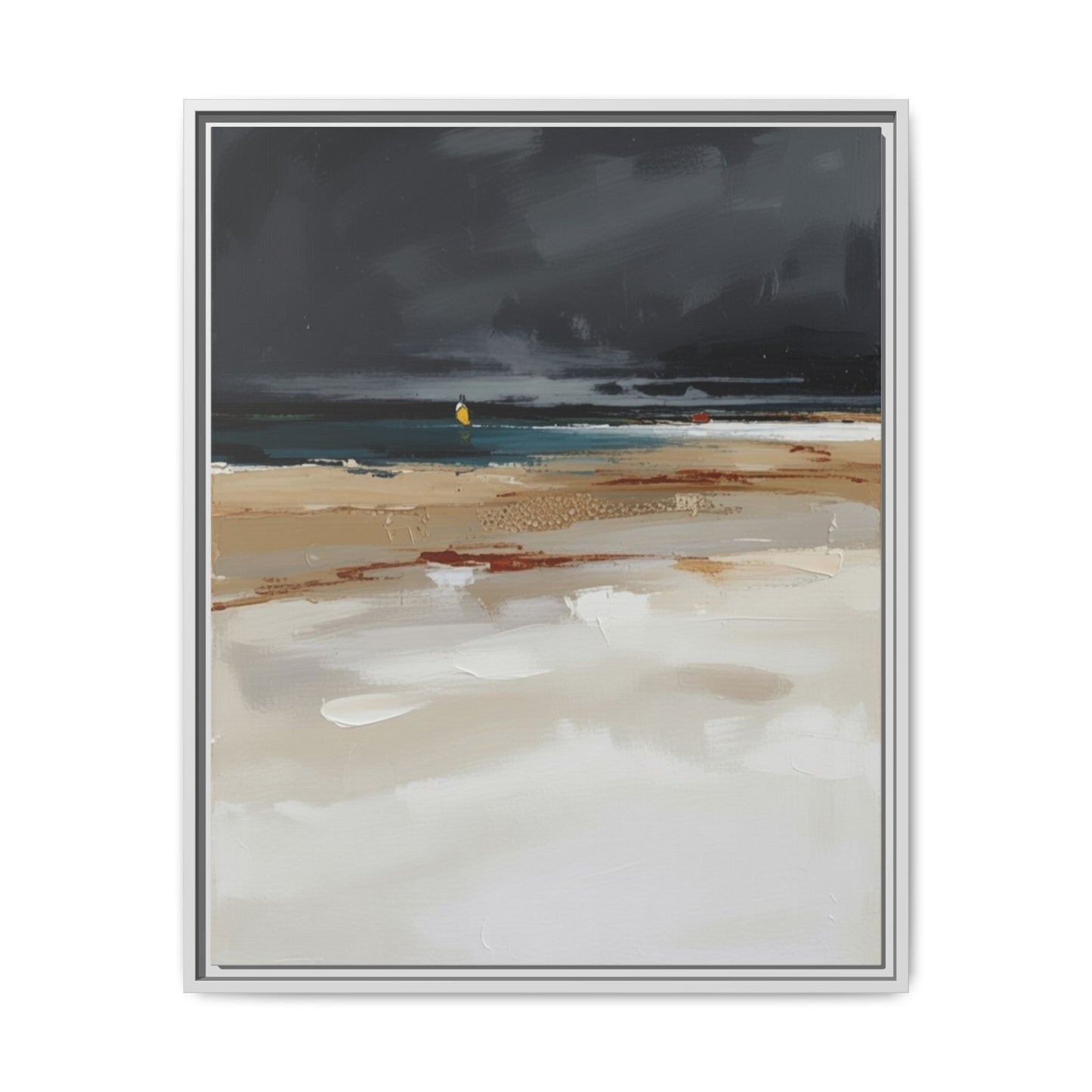 Framed Matte Canvas Beachscape Art Print — Coastal Abstract Wall Decor