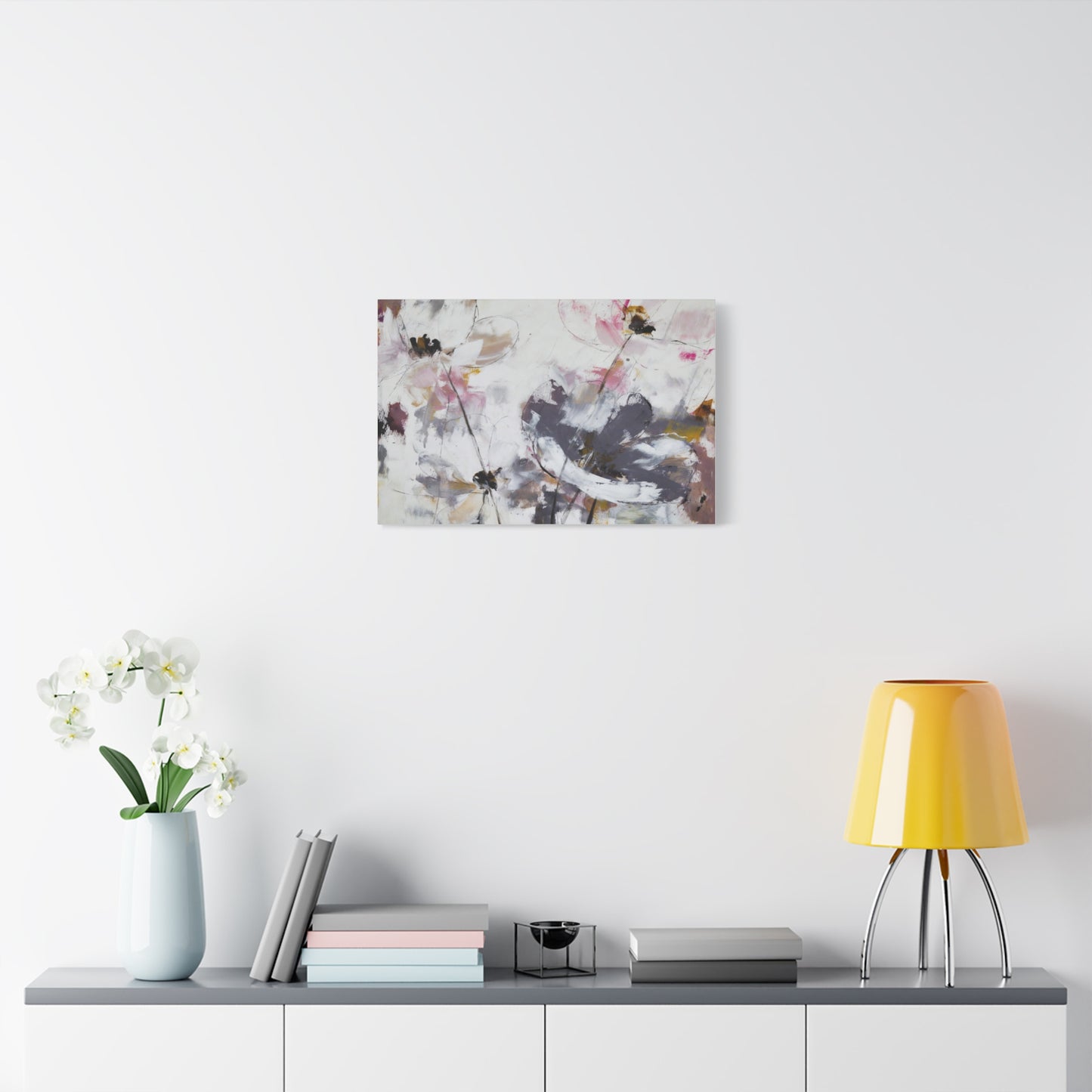 Abstract Floral Canvas Wall Art — Soft Neutral Blossoms Matte Stretched Canvas
