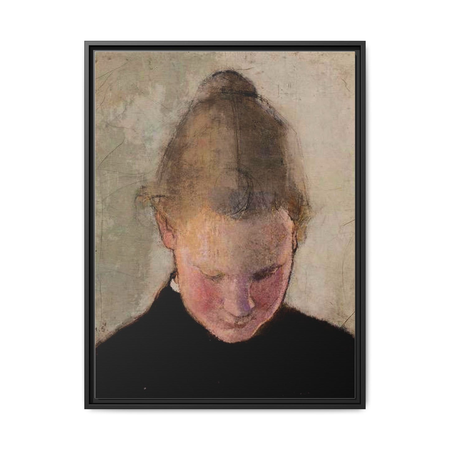 Lukeva tytto by Helena Schjerfbeck Framed Matte Canvas Art Print