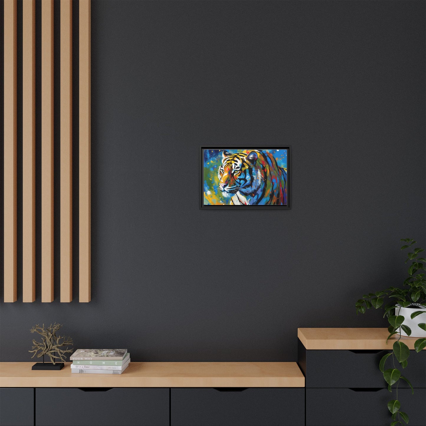 Colorful Tiger Matte Canvas Framed Art — Vibrant Wildlife Wall Decor