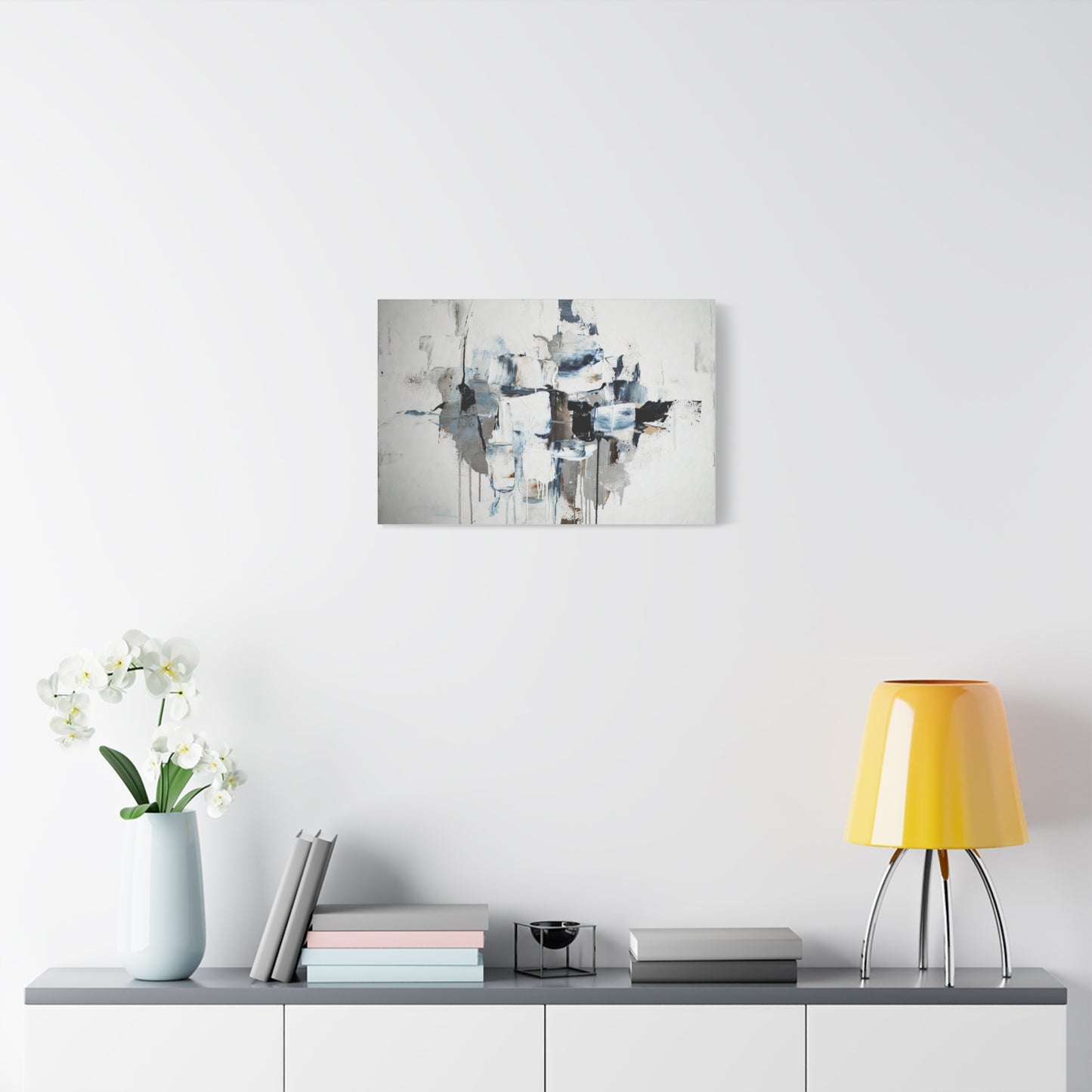 Abstract Blue & Gray Canvas Wall Art — Stretched Matte Canvas