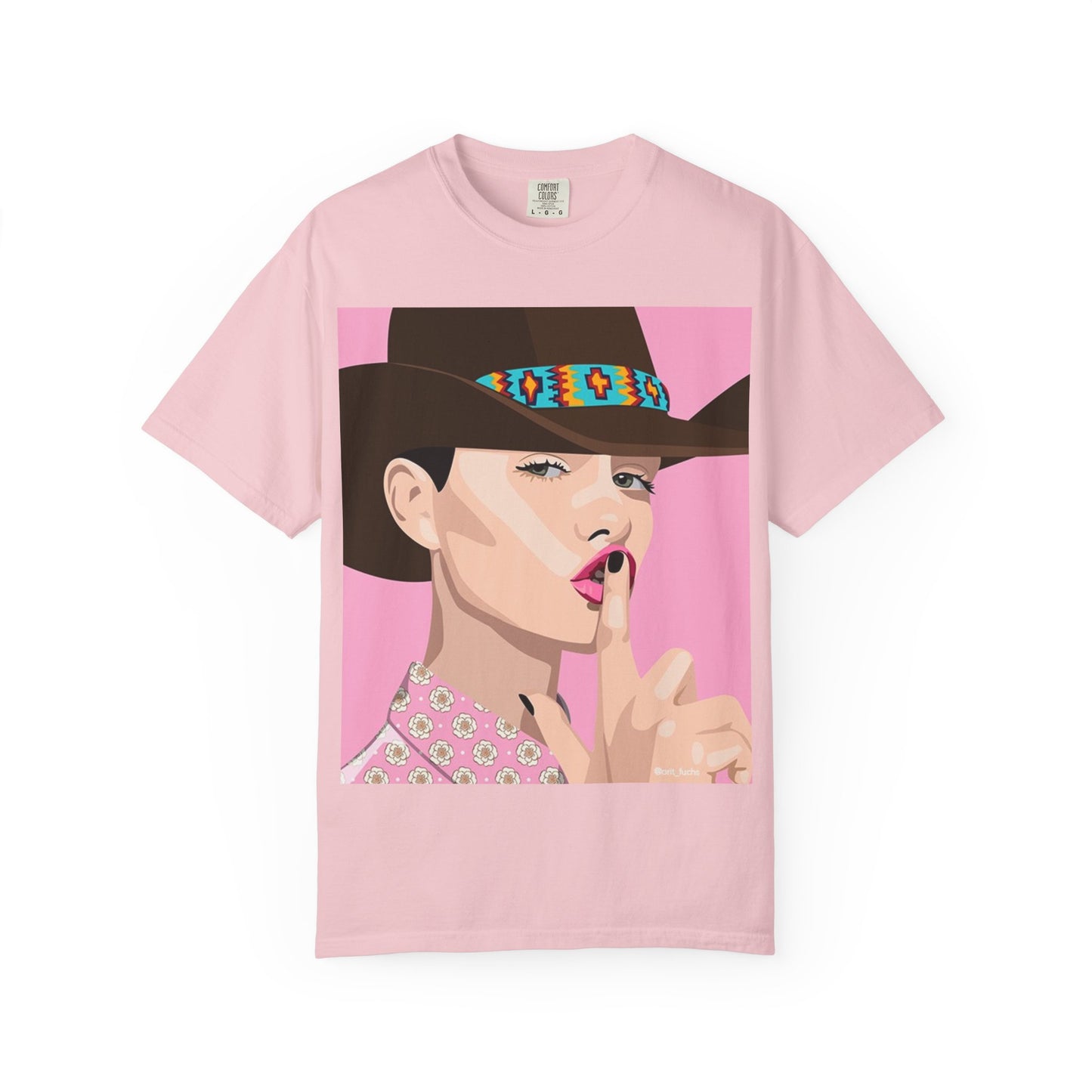Cowgirl Pop Art T-Shirt — Pink 'Shh' Graphic Tee