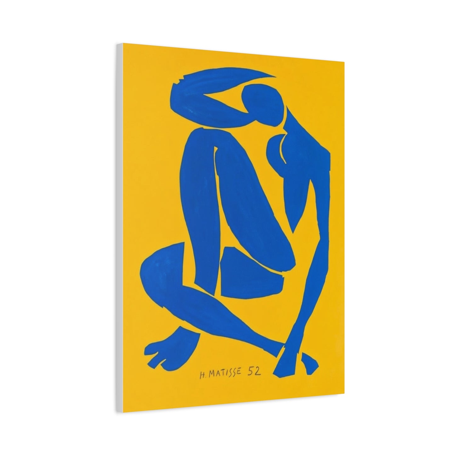 Blue Matisse Nude Silhouette Matte Canvas Print — Modern Yellow Wall Art