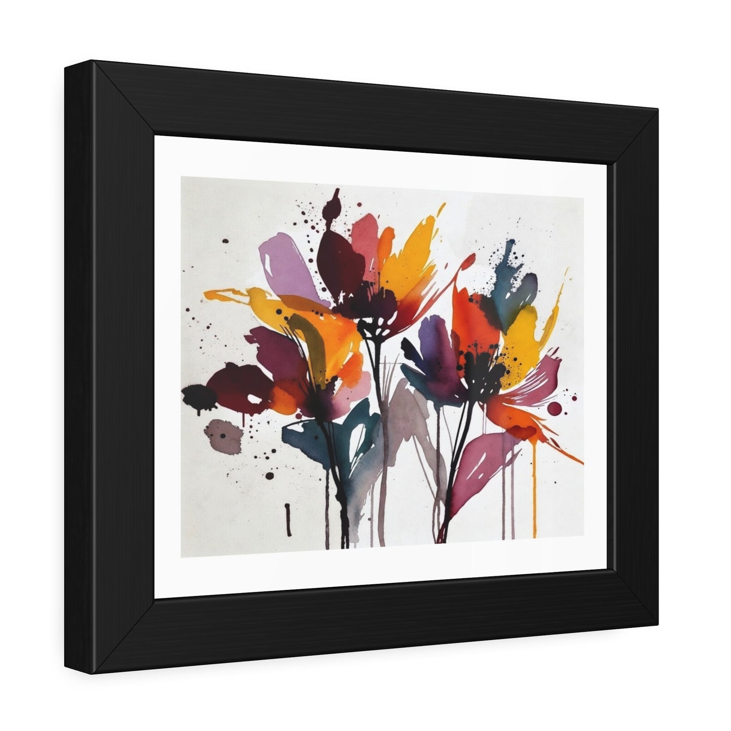 Abstract Watercolor Floral Framed Poster — Colorful Bloom Wall Art