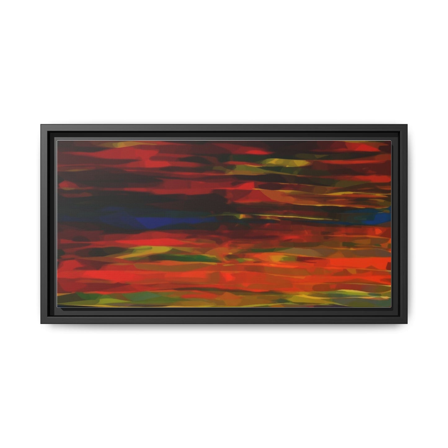 Abstract Multi-Color Matte Canvas Framed Wall Art — Bold Red & Blue Modern Painting