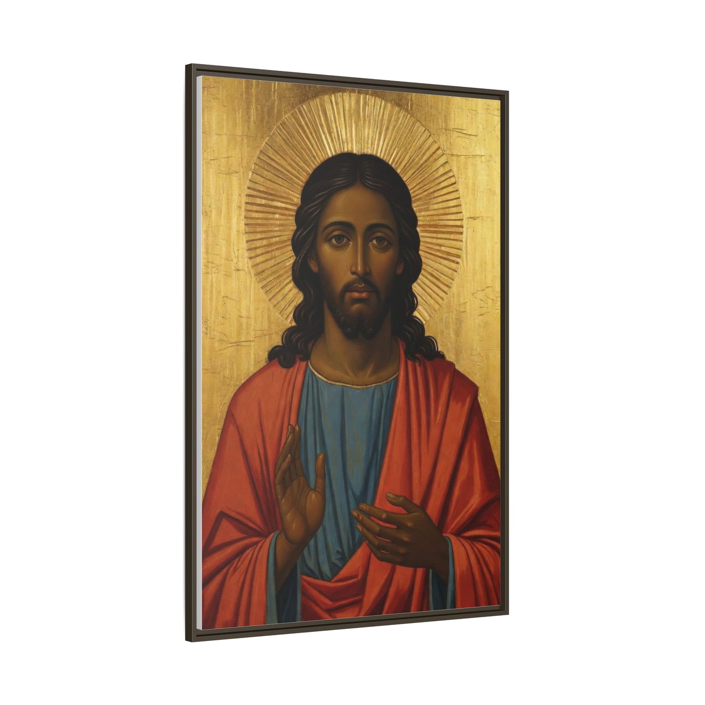 Framed Orthodox Christ Icon Matte Canvas — Religious Wall Art for Home, Church, or Prayer Corner