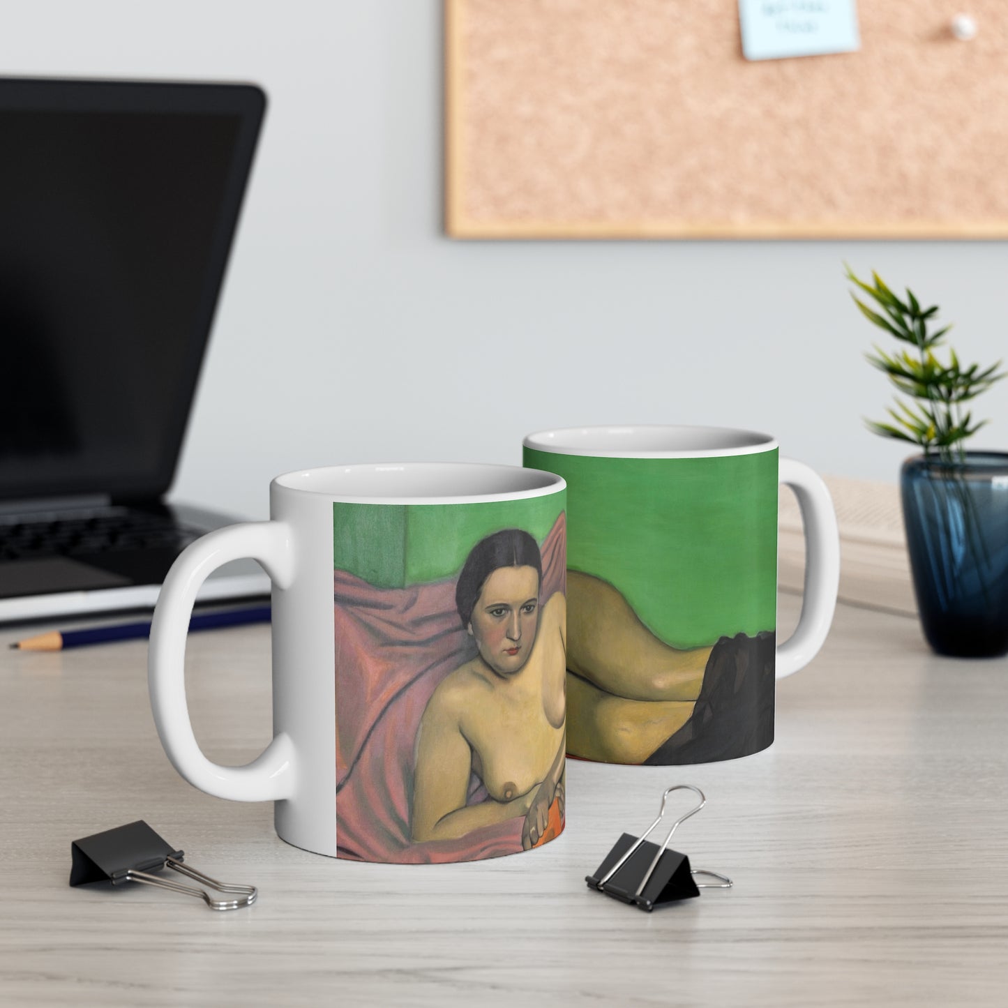 Nude Repose Art Mug — Vintage Figurative Painting 11oz Ceramic