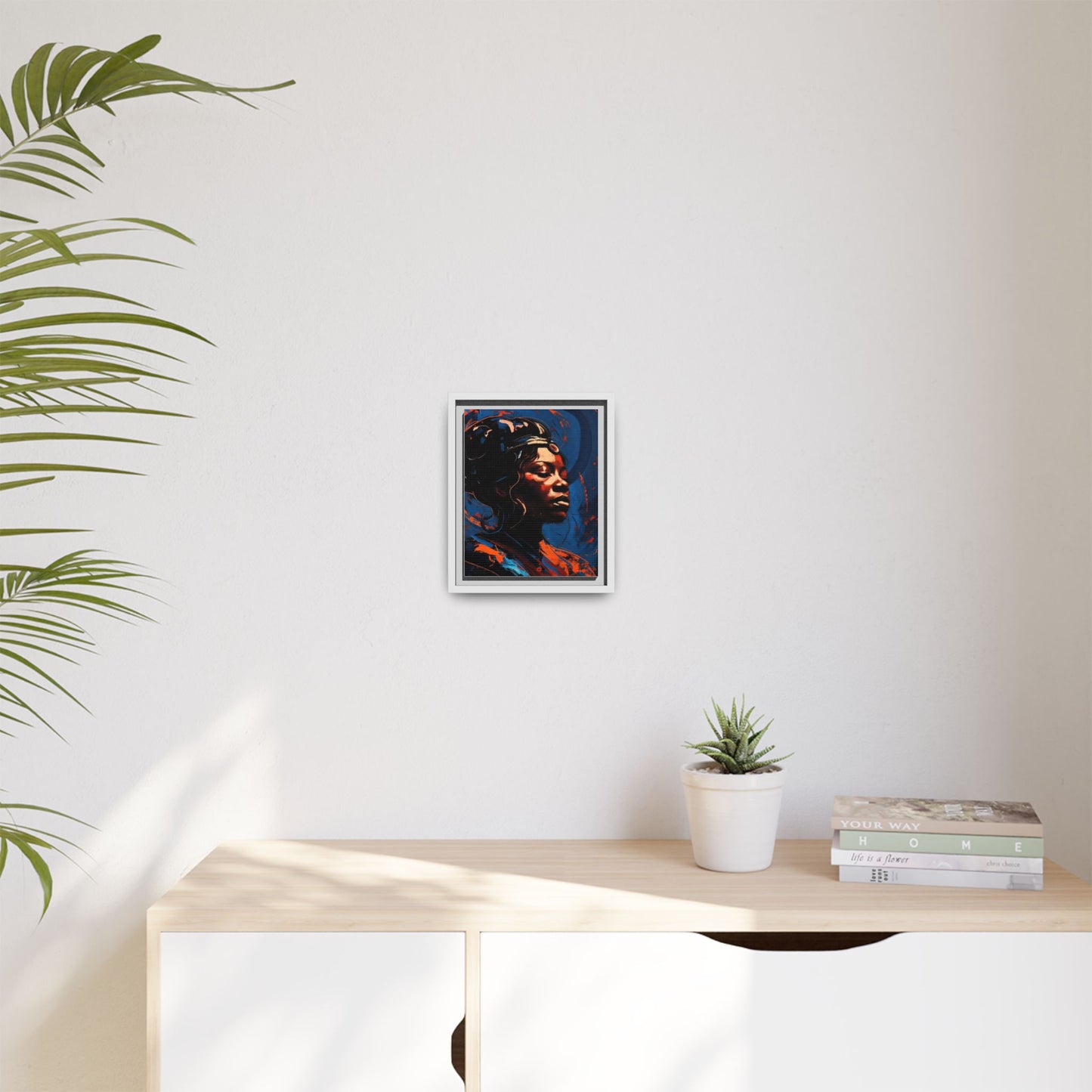 Framed Matte Canvas Art - Vibrant Portrait of a Black Woman (Multi-Color)