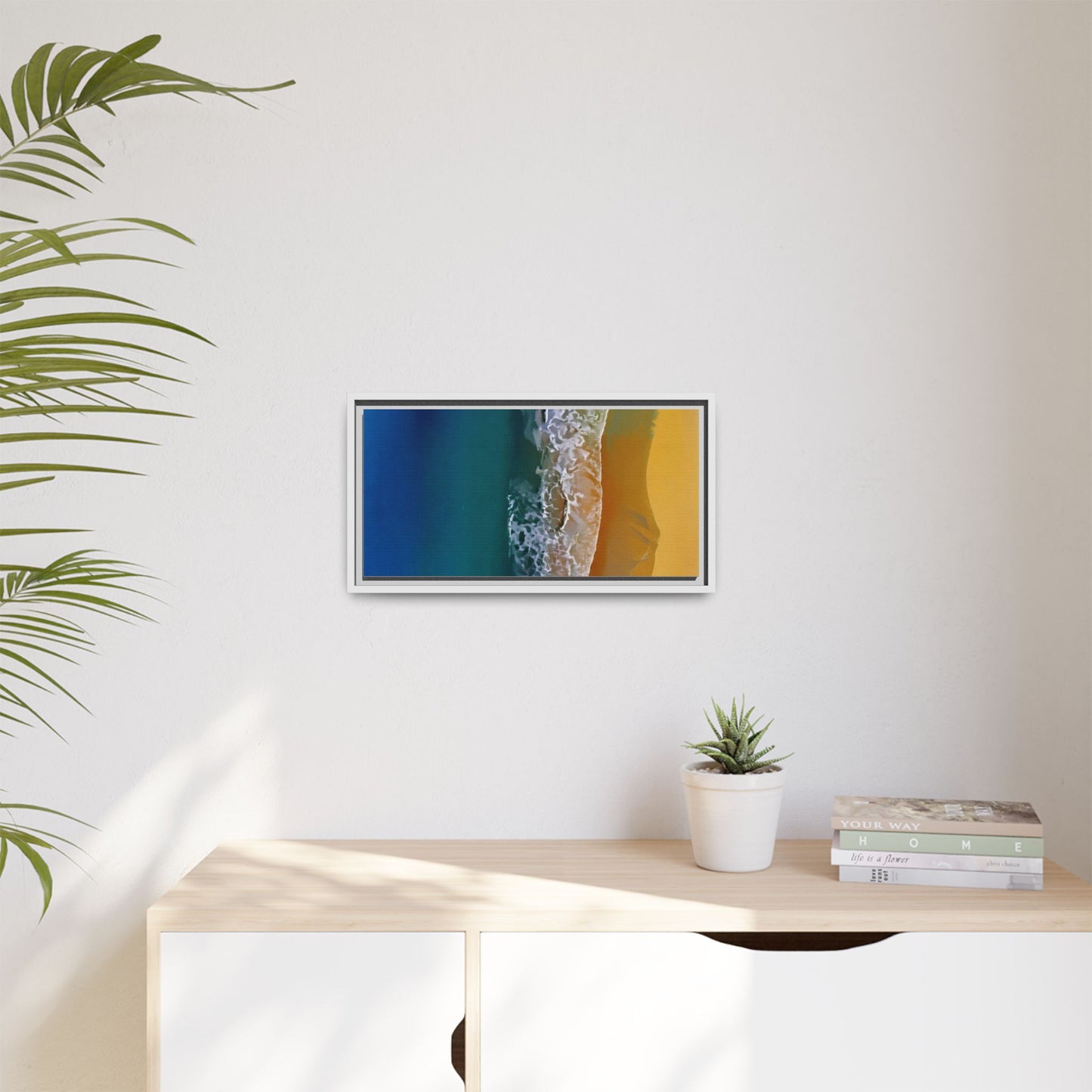 Framed Matte Canvas Seascape Print – Coastal Waves Wall Art