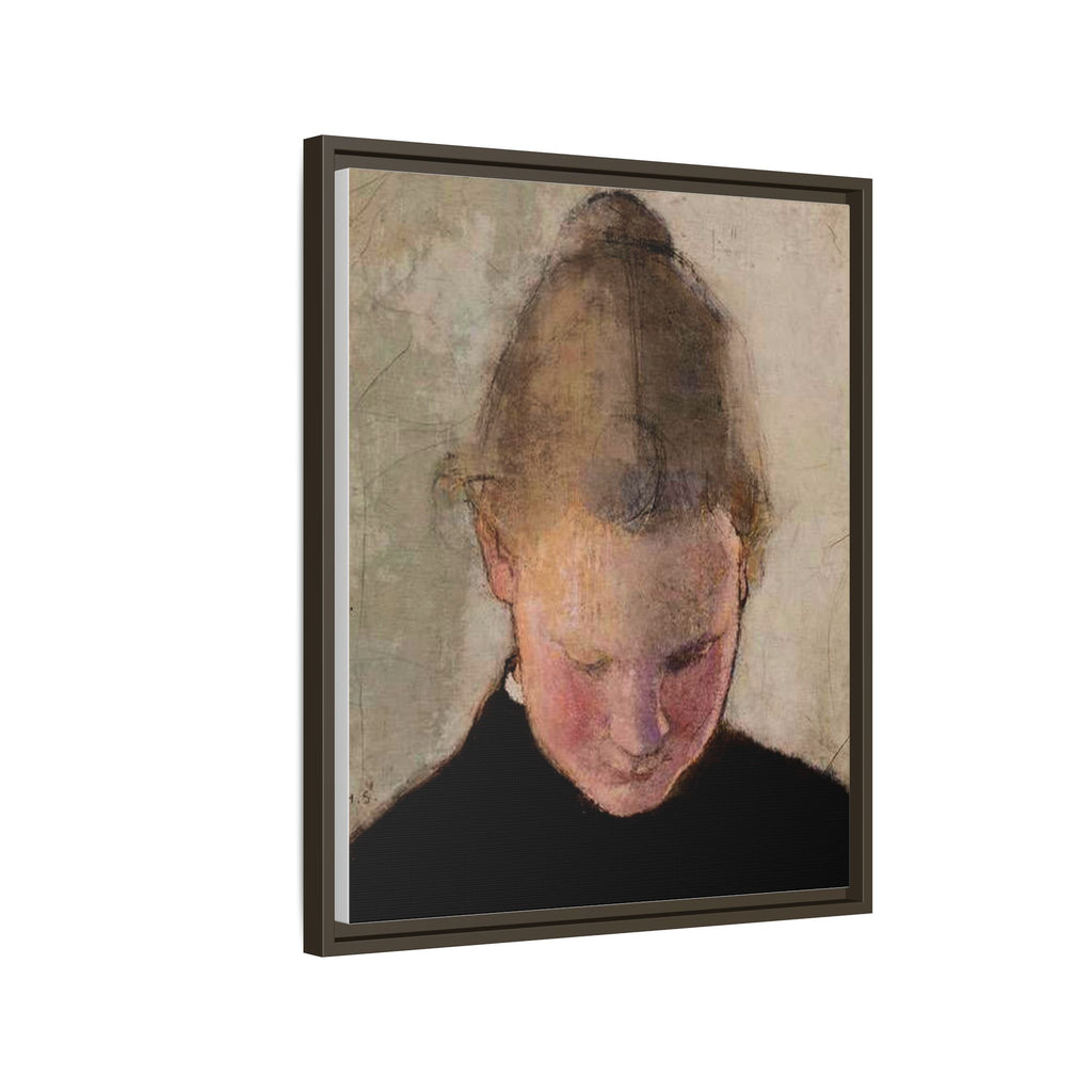 Lukeva tytto by Helena Schjerfbeck Framed Matte Canvas Art Print