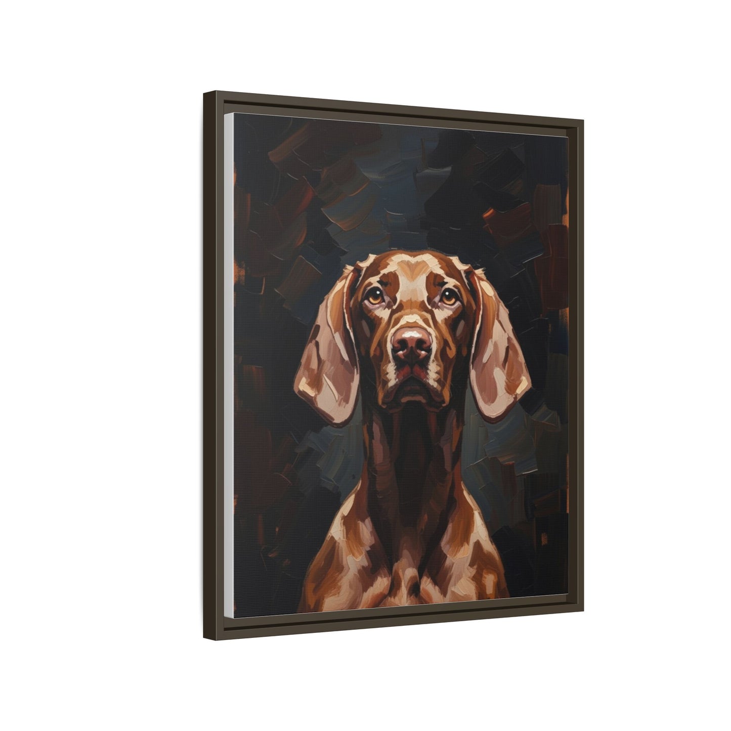 Framed Matte Canvas Dog Portrait – Brown Vizsla Wall Art