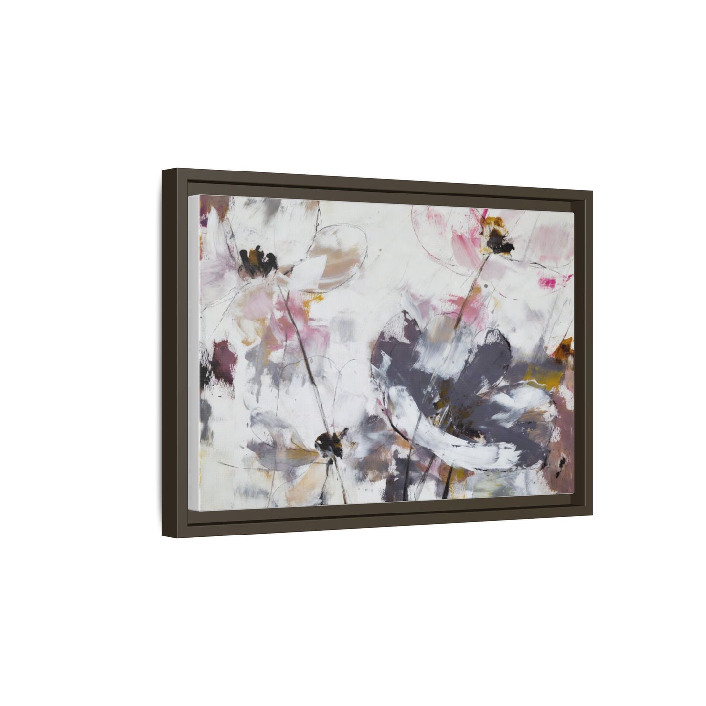 Abstract Floral Matte Canvas Framed Wall Art — Soft Watercolor Blooms
